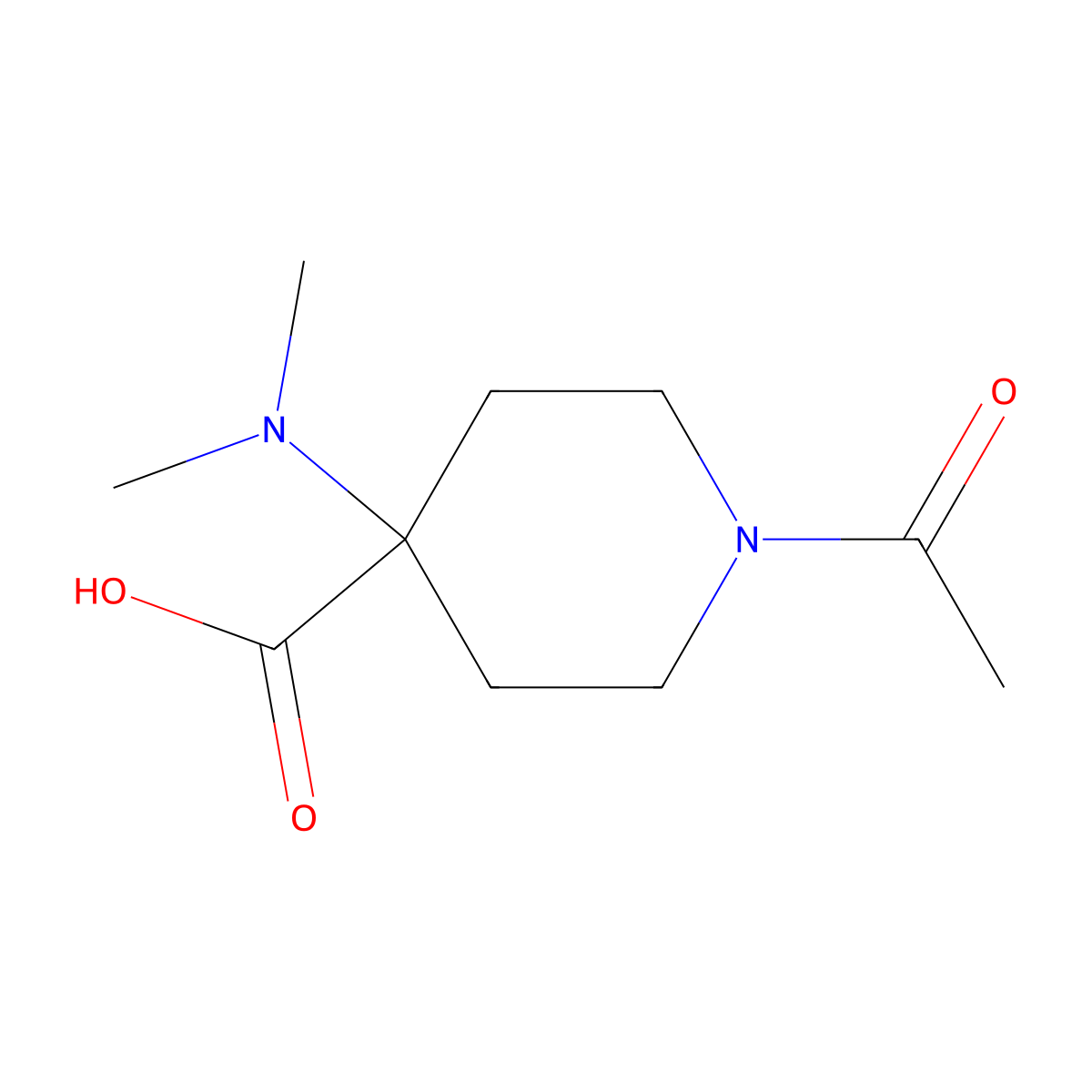 1-Acetyl-4-(dimethylamino)piperidine-4-carboxylic acid molecular structure, CAS 1700560-17-3