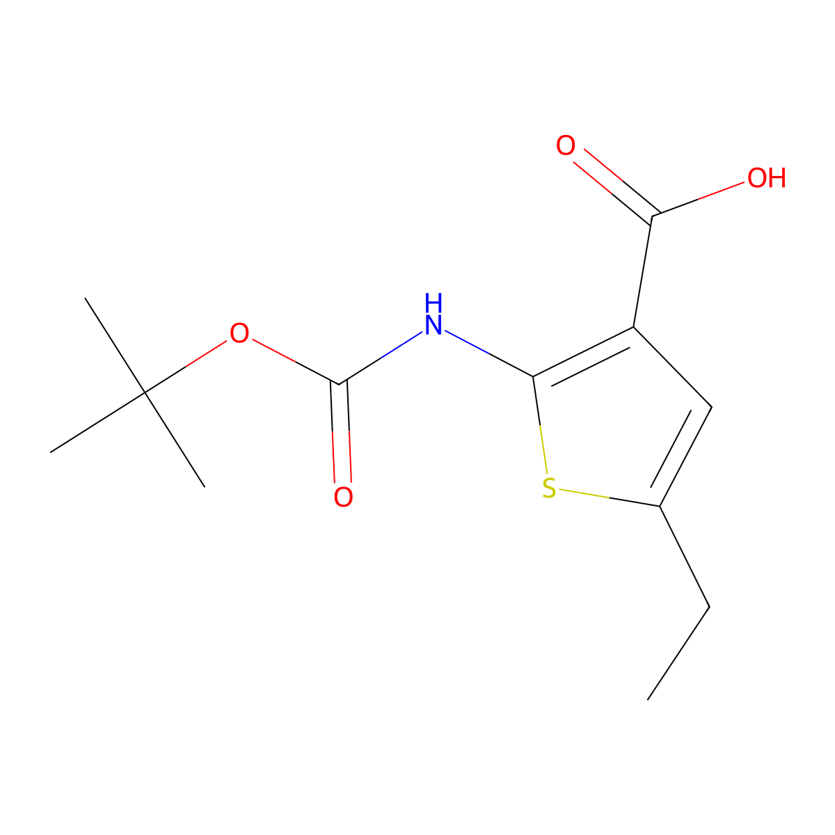 2-{[(Tert-butoxy)carbonyl]amino}-5-ethylthiophene-3-carboxylic acid molecular structure, CAS 1700582-32-6