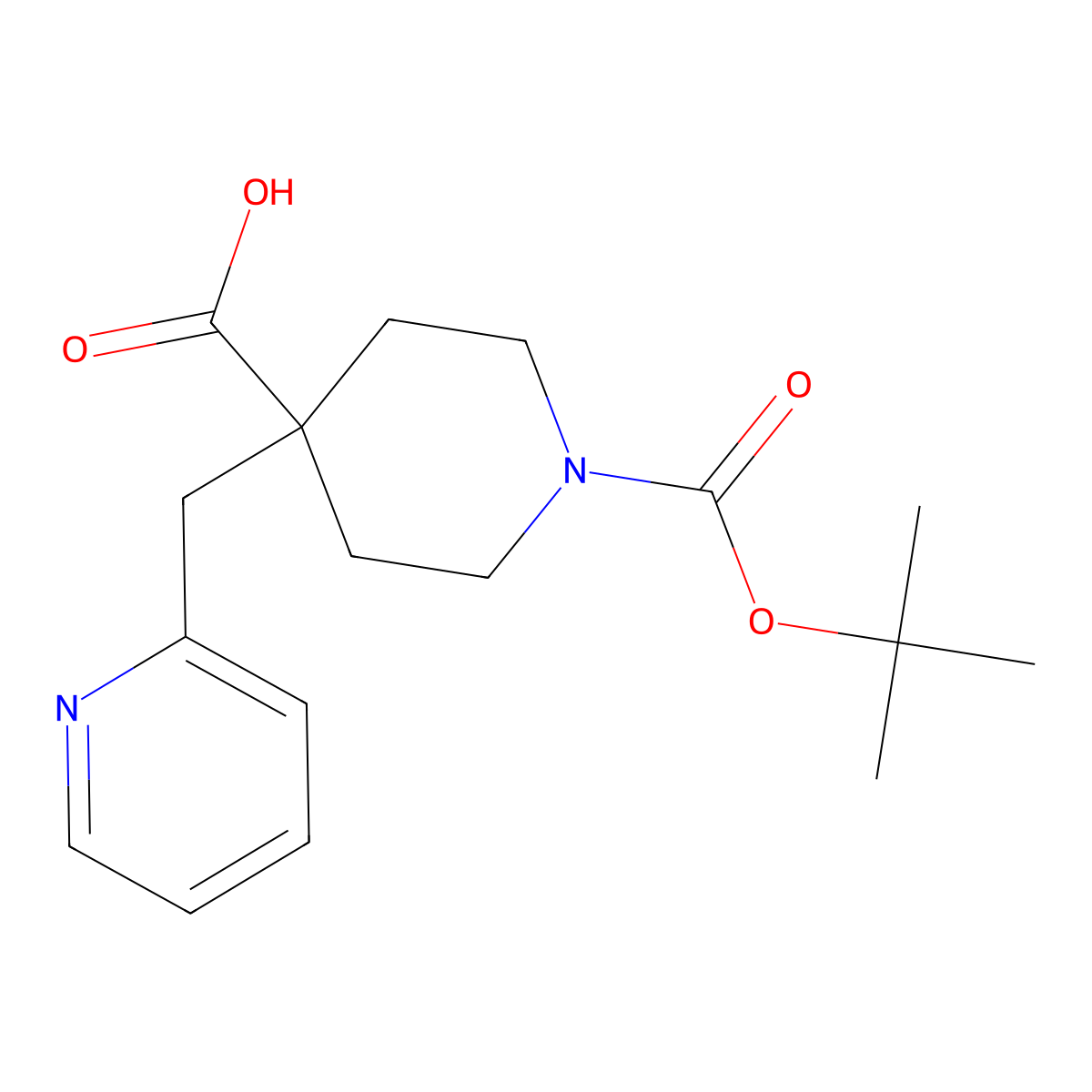 1-(tert-Butoxycarbonyl)-4-(pyridin-2-ylmethyl)piperidine-4-carboxylic acid molecular structure, CAS 1700594-26-8