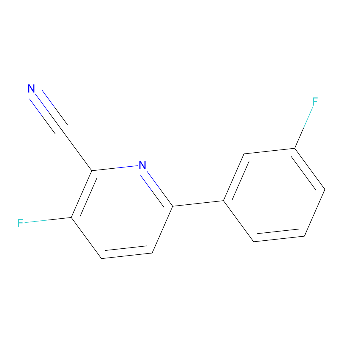 3-Fluoro-6-(3-fluorophenyl)picolinonitrile molecular structure, CAS 1700602-75-0
