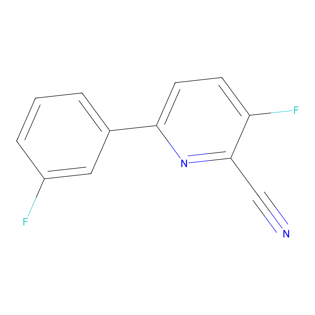 3-Fluoro-6-(3-fluorophenyl)picolinonitrile molecular structure, CAS 1700602-75-0
