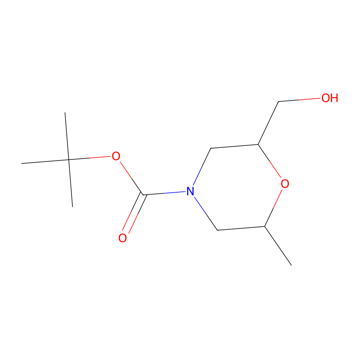 (2S,6S)-tert-butyl 2-(hydroxymethyl)-6-methylmorpholine-4-carboxylate molecular structure, CAS 1700610-74-7