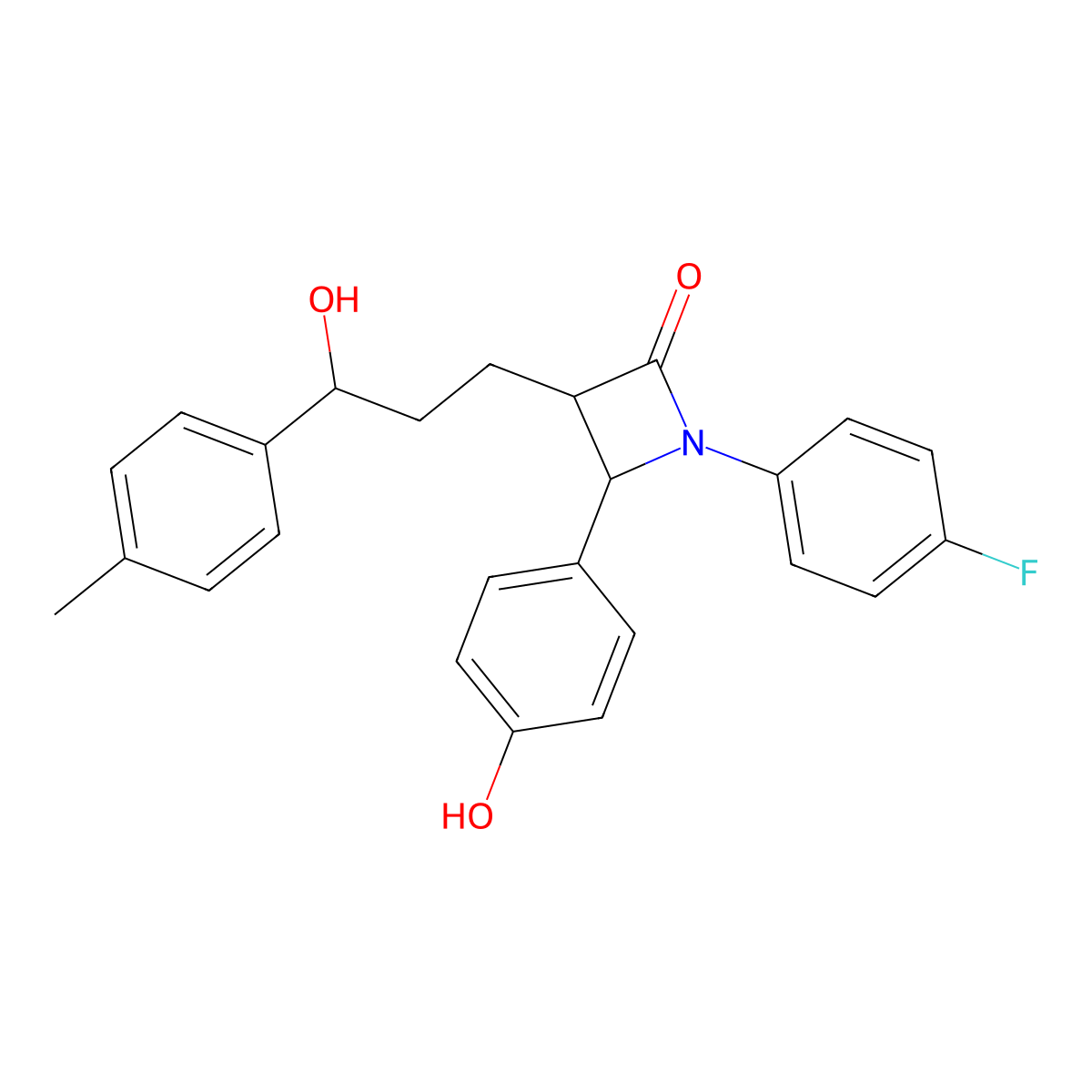 (3R,4S)-1-(4-Fluorophenyl)-3-((S)-3-hydroxy-3-(P-tolyl)propyl)-4-(4-hydroxyphenyl)azetidin-2-one molecular structure, CAS 1700622-07-6