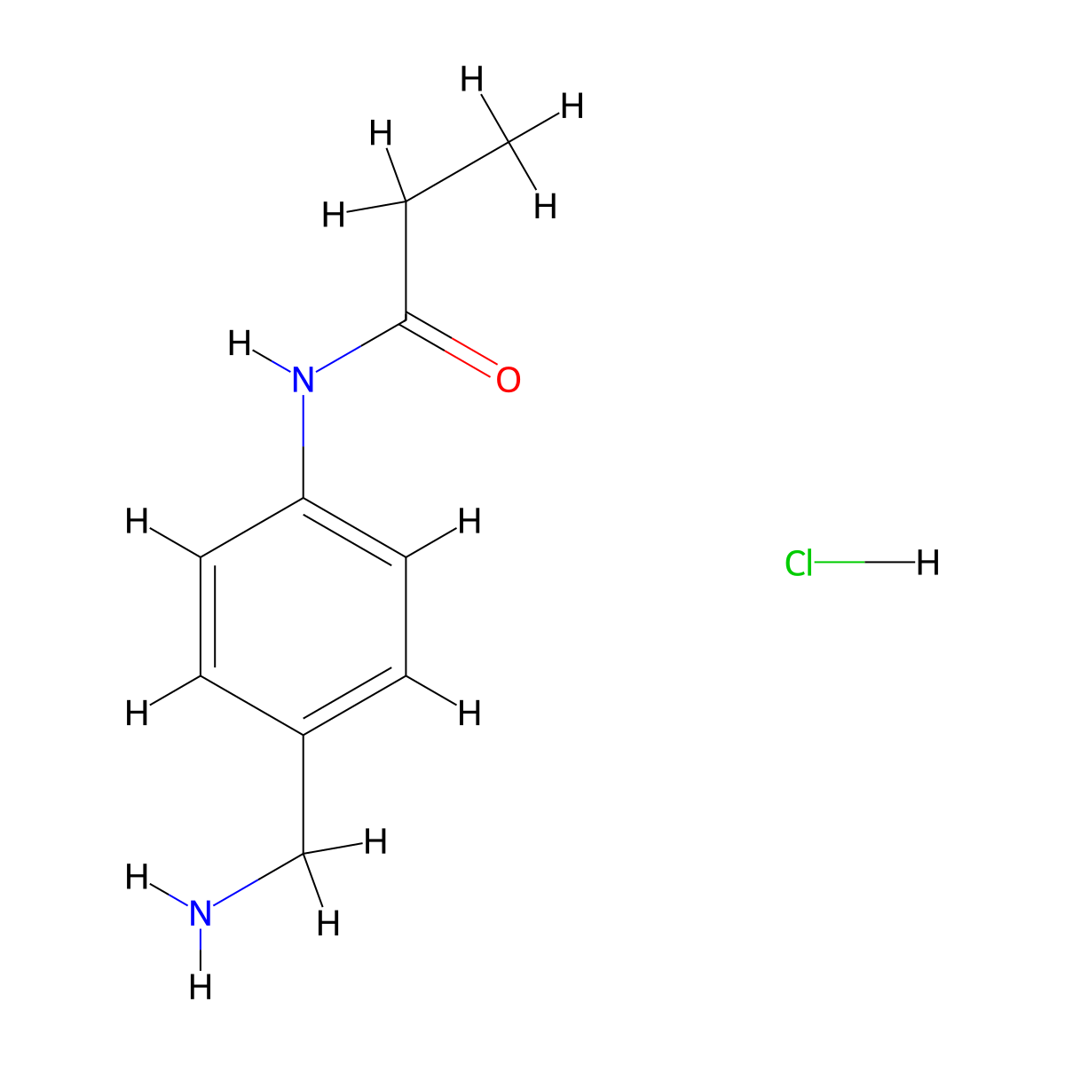 N-[4-(aminomethyl)phenyl]propanamide hydrochloride molecular structure, CAS 1700625-55-3