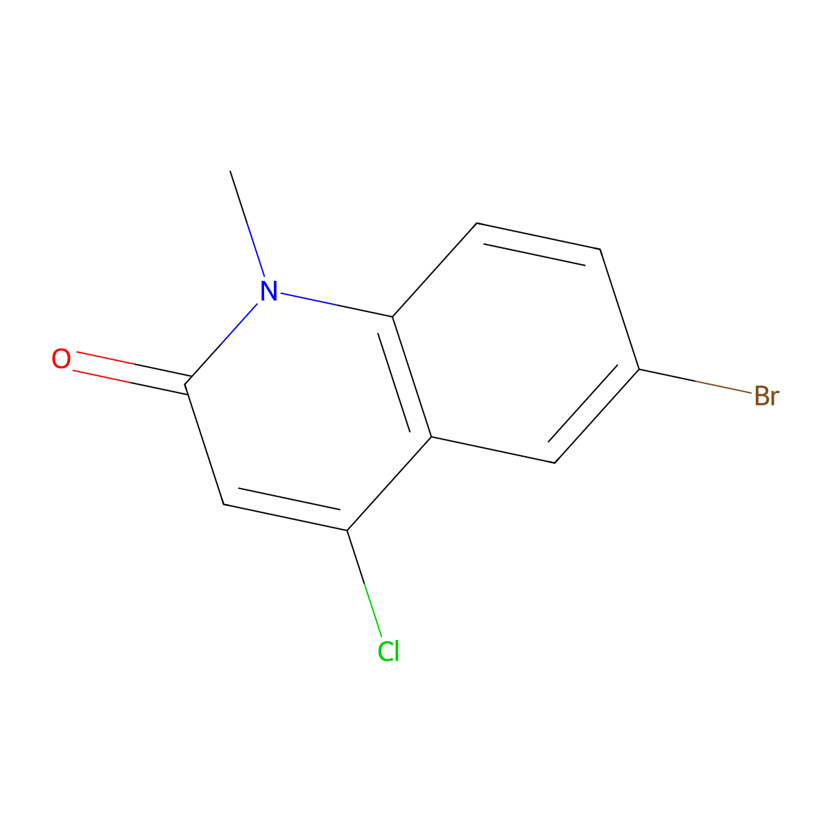6-Bromo-4-chloro-1-methyl-2(1H)-quinolinone molecular structure, CAS 1700637-39-3