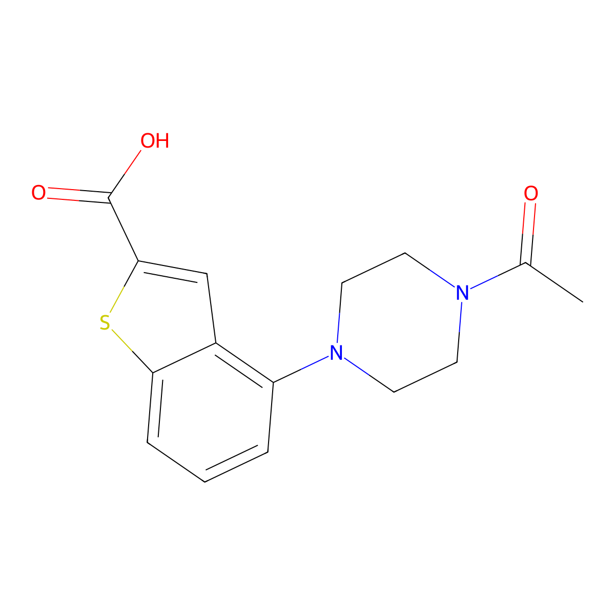 4-(4-Acetylpiperazin-1-yl)-1-benzothiophene-2-carboxylic acid molecular structure, CAS 1700655-61-3