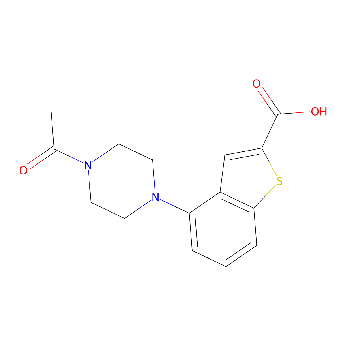 4-(4-Acetylpiperazin-1-yl)-1-benzothiophene-2-carboxylic acid molecular structure, CAS 1700655-61-3