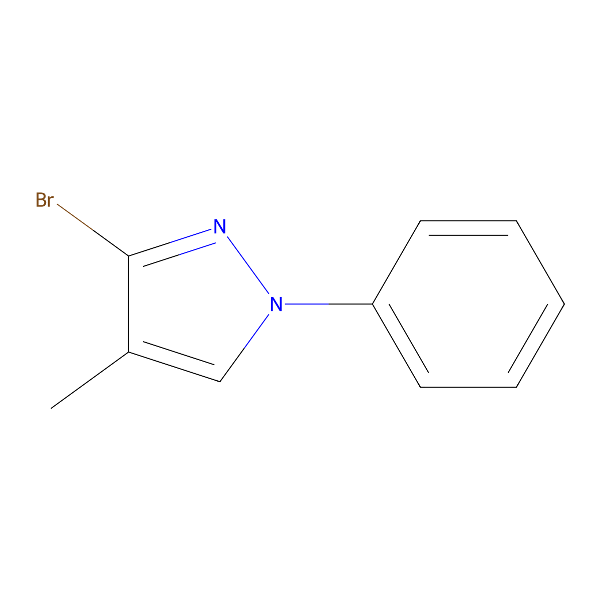 3-Bromo-4-methyl-1-phenyl-1H-pyrazole molecular structure, CAS 1700661-39-7
