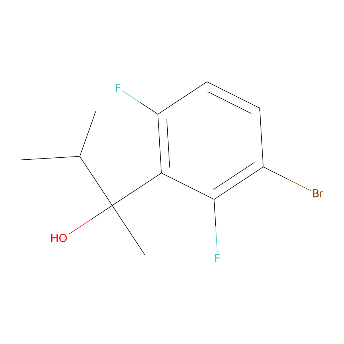 3-Bromo-2,6-difluoro-alpha-methyl-alpha-(1-methylethyl)benZenemethanol molecular structure, CAS 1700665-29-7
