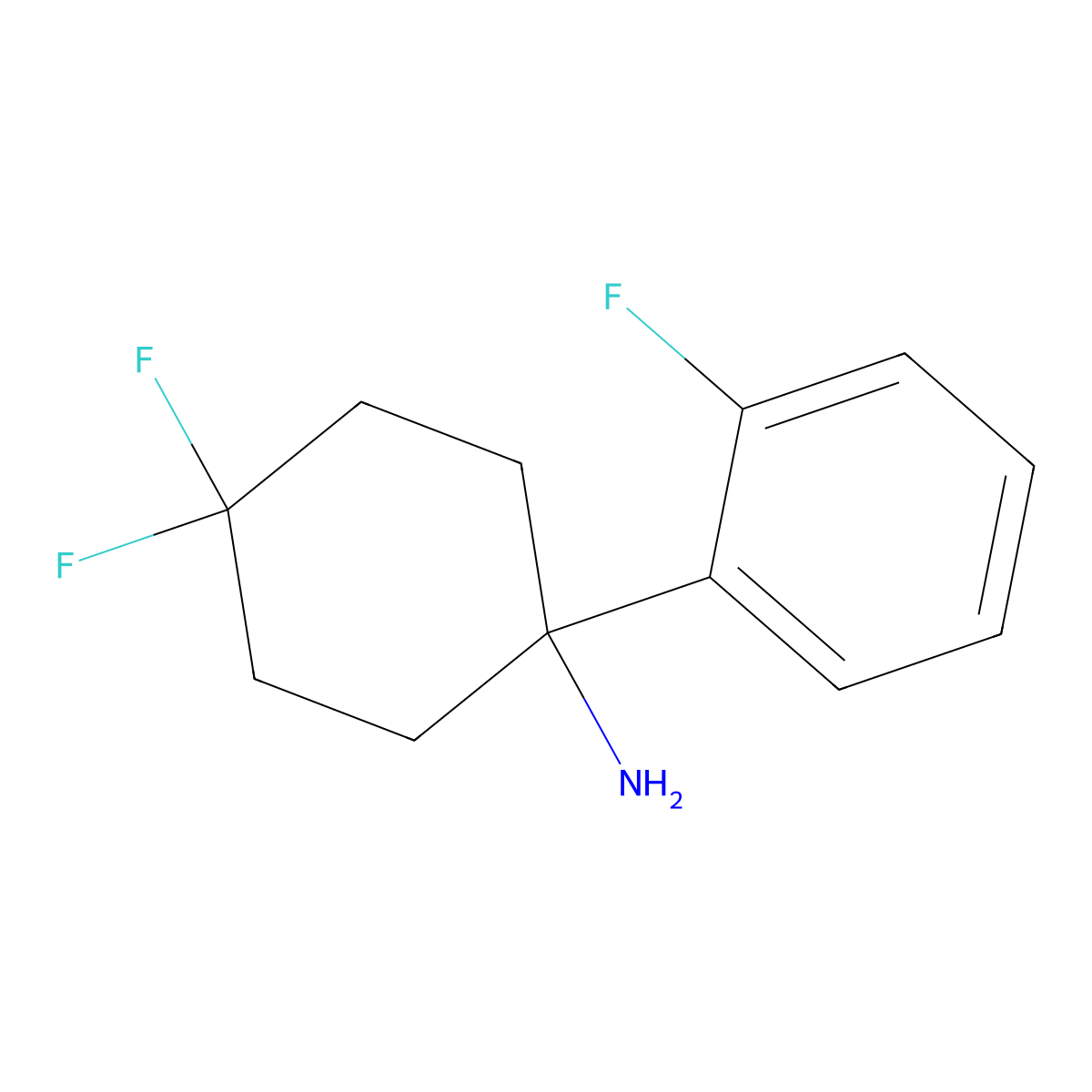 4,4-Difluoro-1-(2-fluorophenyl)cyclohexanamine molecular structure, CAS 1700694-99-0