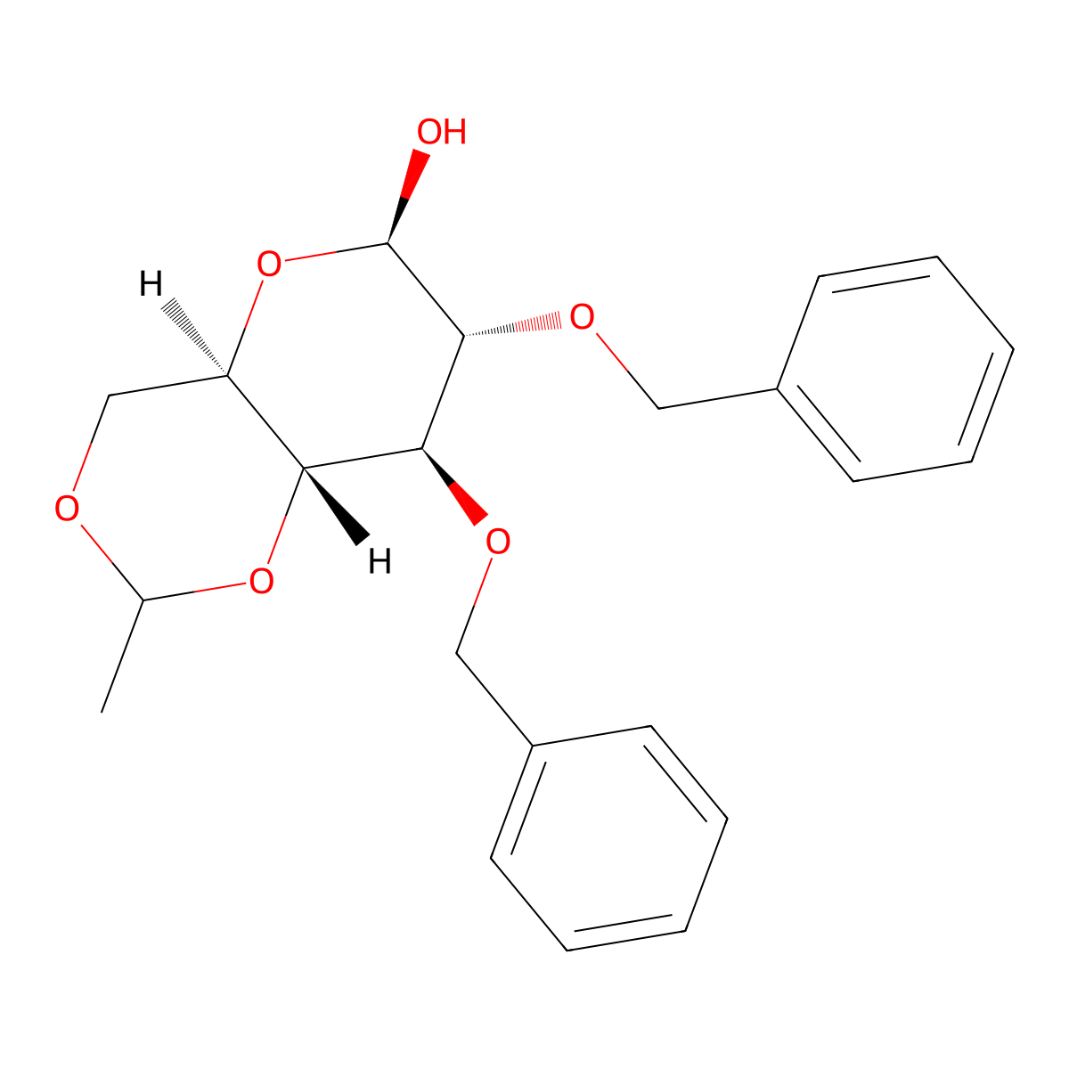 2,3-Di-O-benzyl-4,6-O-ethylidene-beta-D-glucopyranose molecular structure, CAS 170078-65-6