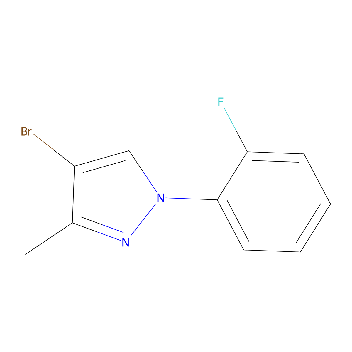 4-bromo-1-(2-fluorophenyl)-3-methyl-1H-pyrazole molecular structure, CAS 1700819-54-0