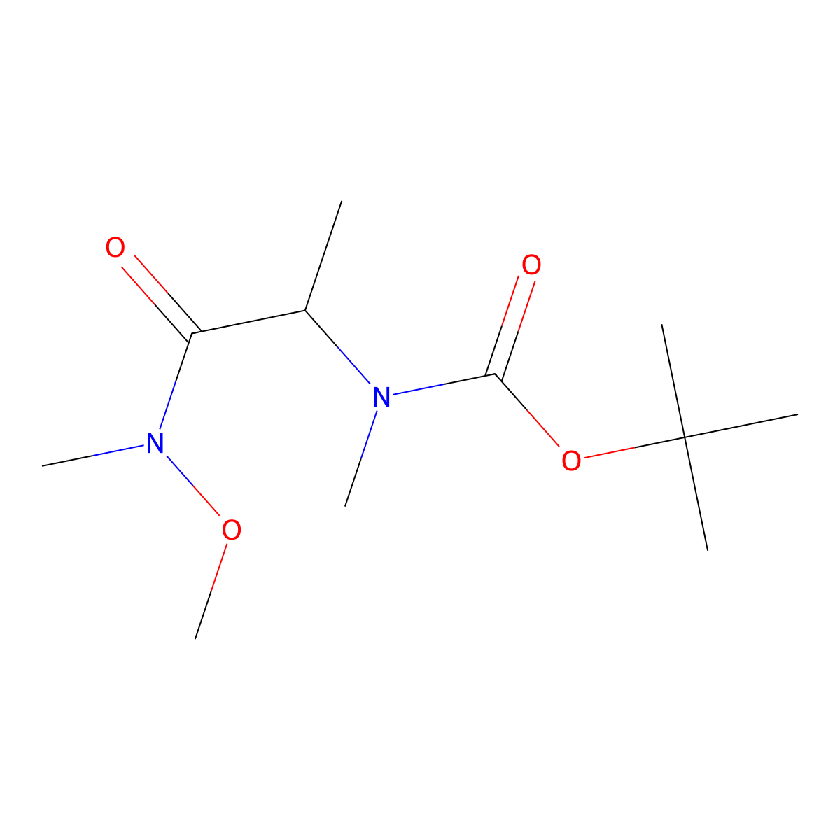 (S)-tert-Butyl (1-(methoxy(methyl)amino)-1-oxopropan-2-yl)(methyl)carbamate molecular structure, CAS 170097-58-2