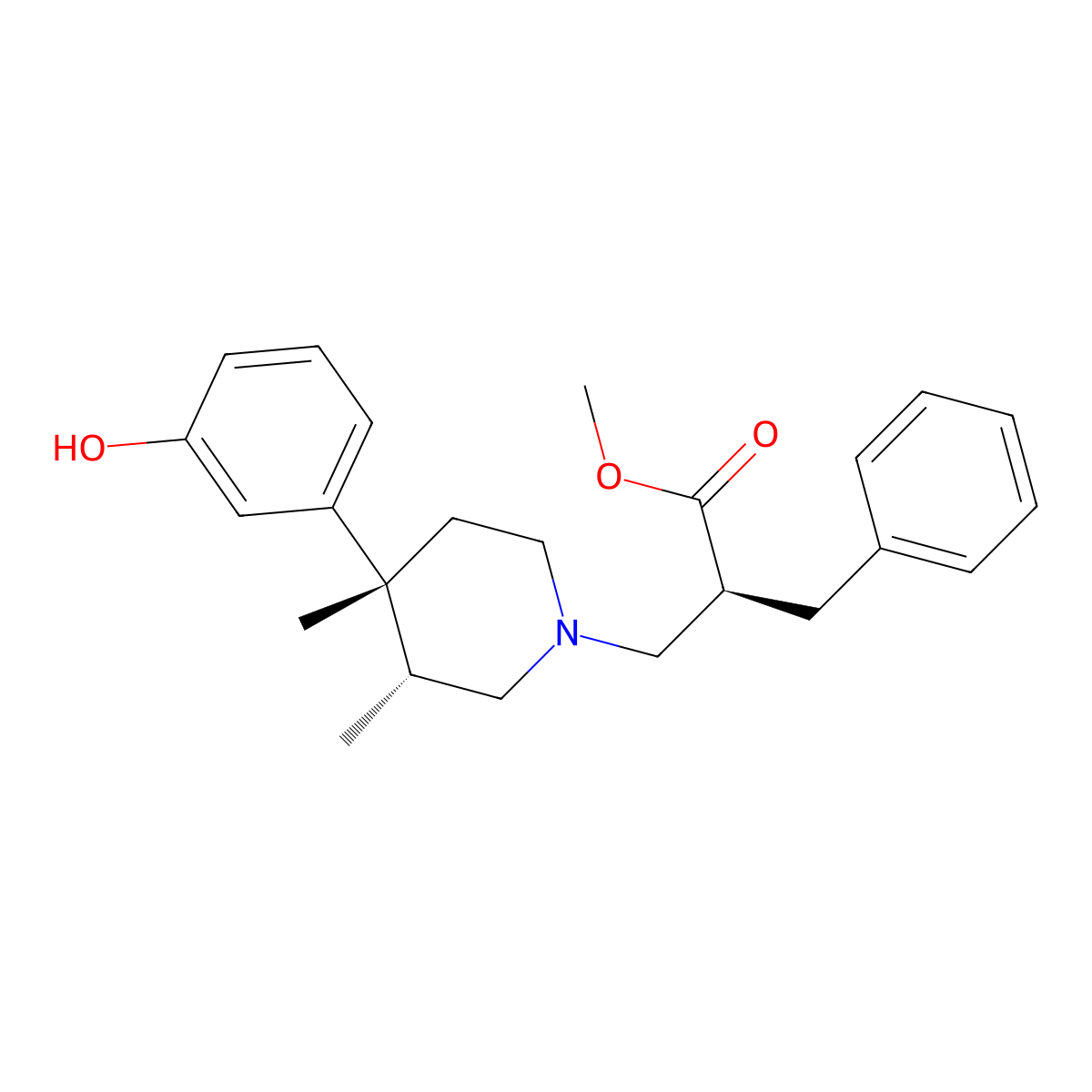 (S)-methyl 2-benzyl-3-((3R,4R)-4-(3-hydroxyphenyl)-3,4-dimethylpiperidin-1-yl)propanoate molecular structure, CAS 170098-29-0