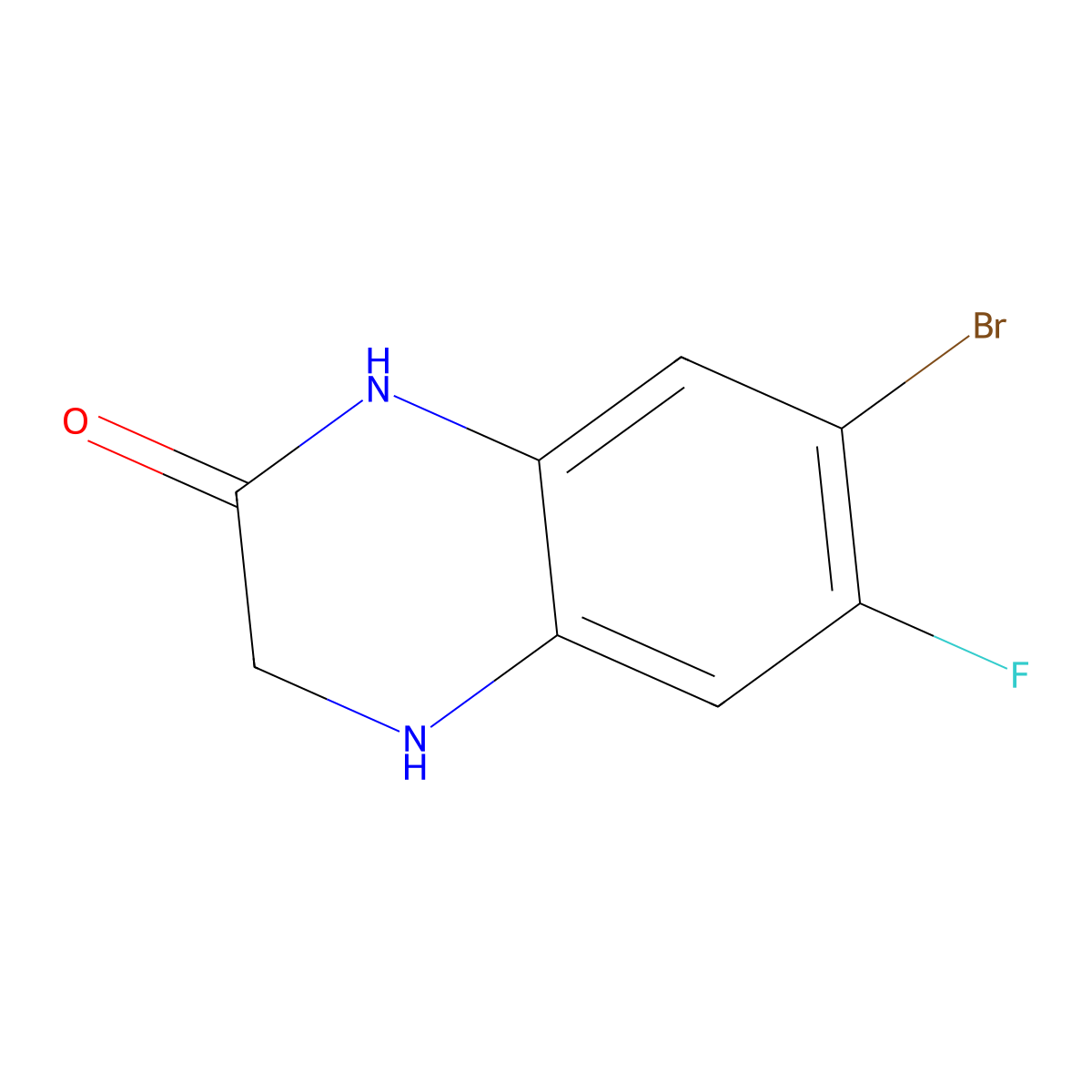 7-bromo-6-fluoro-3,4-dihydroquinoxalin-2(1H)-one molecular structure, CAS 170098-97-2