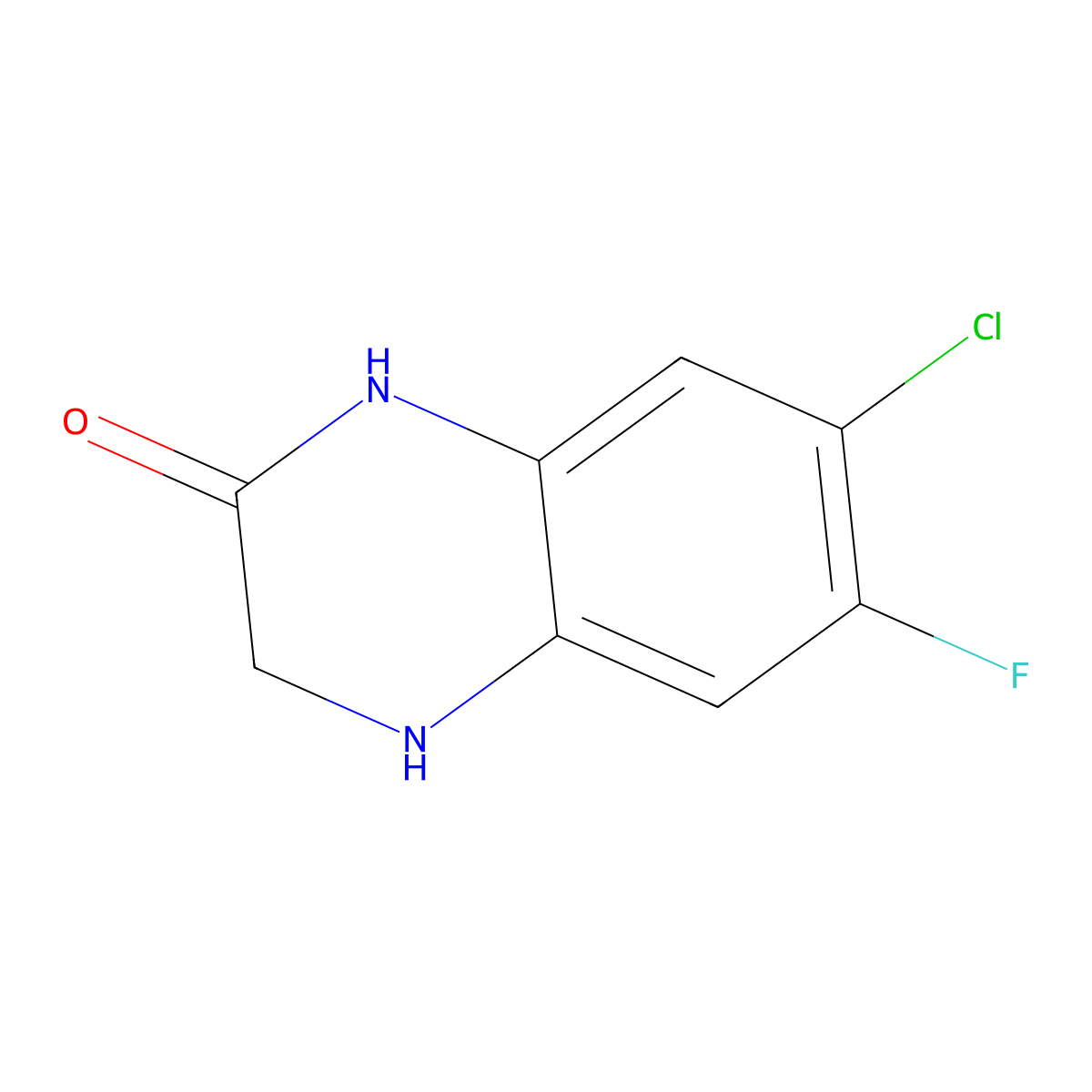 7-Chloro-6-fluoro-3,4-dihydroquinoxalin-2(1H)-one molecular structure, CAS 170099-02-2