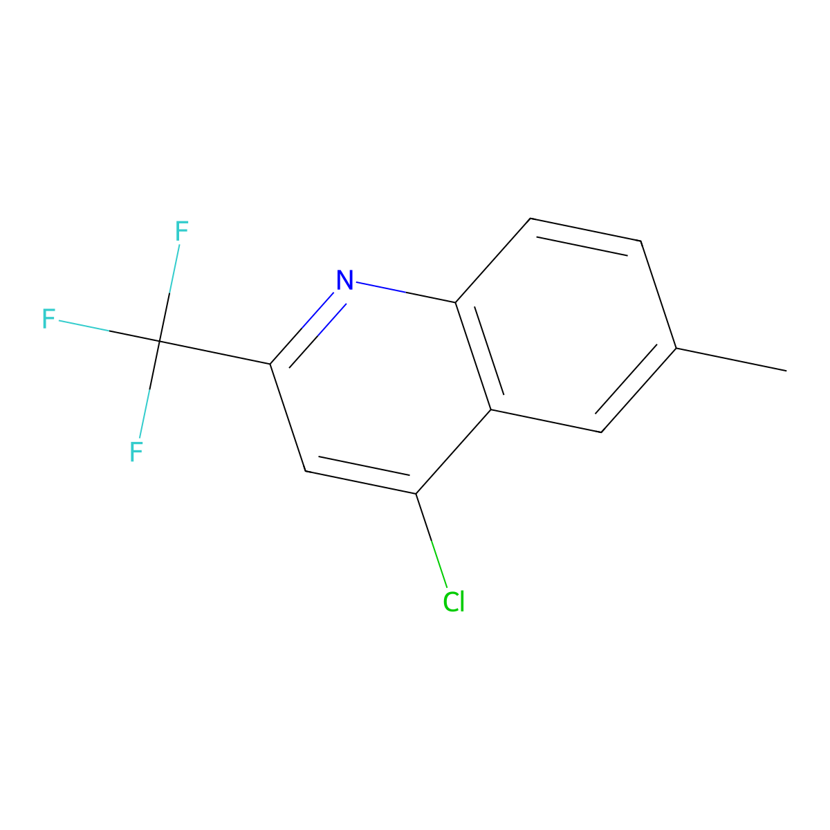 4-Chloro-6-methyl-2-(trifluoromethyl)quinoline molecular structure, CAS 1701-26-4
