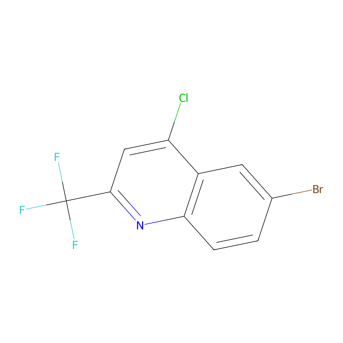 6-Bromo-4-chloro-2-(trifluoromethyl)quinoline molecular structure, CAS 1701-28-6