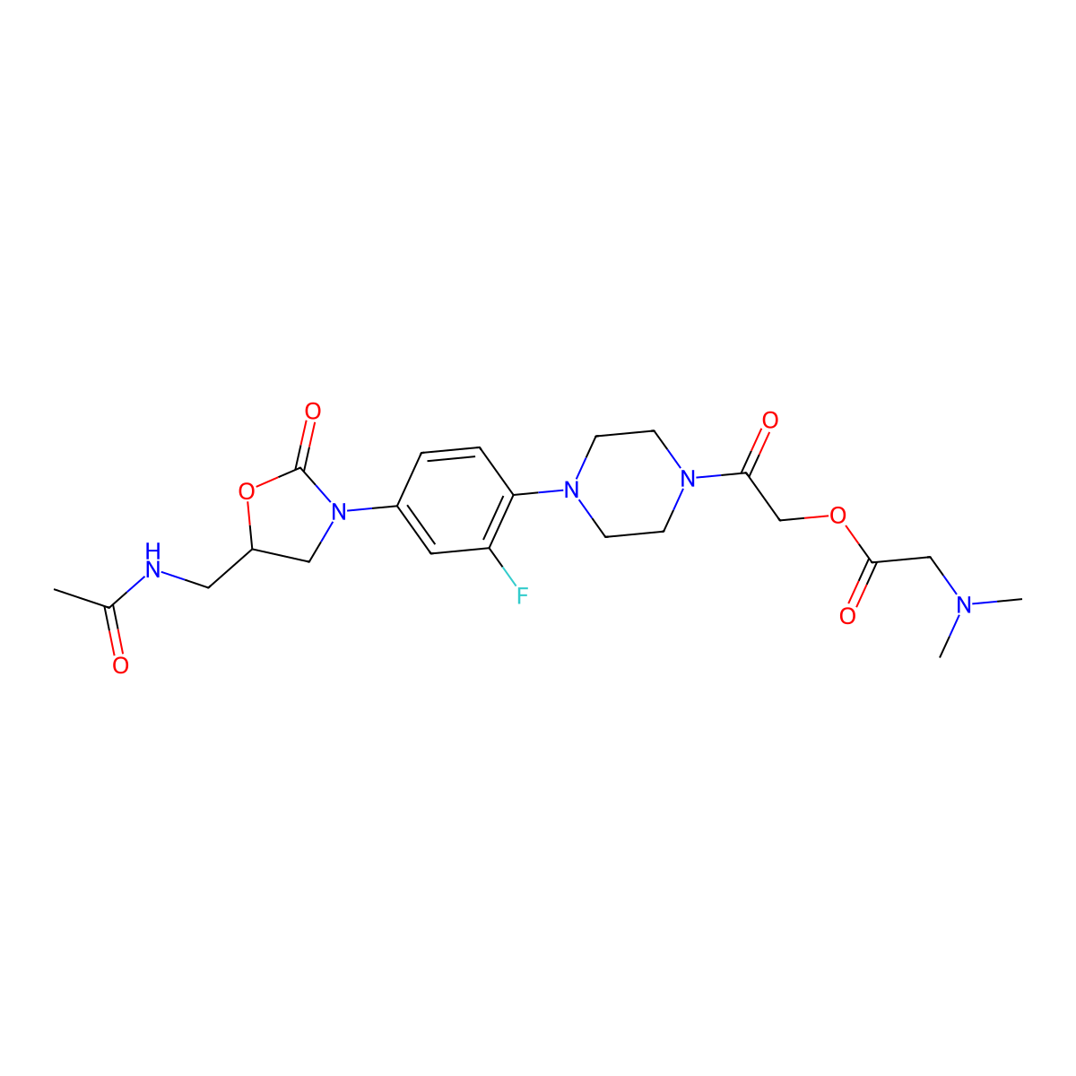 [2-[4-[4-[(5S)-5-(acetamidomethyl)-2-oxo-1,3-oxazolidin-3-yl]-2-fluorophenyl]piperazin-1-yl]-2-oxoethyl] 2-(dimethylamino)acetate molecular structure, CAS 170104-58-2