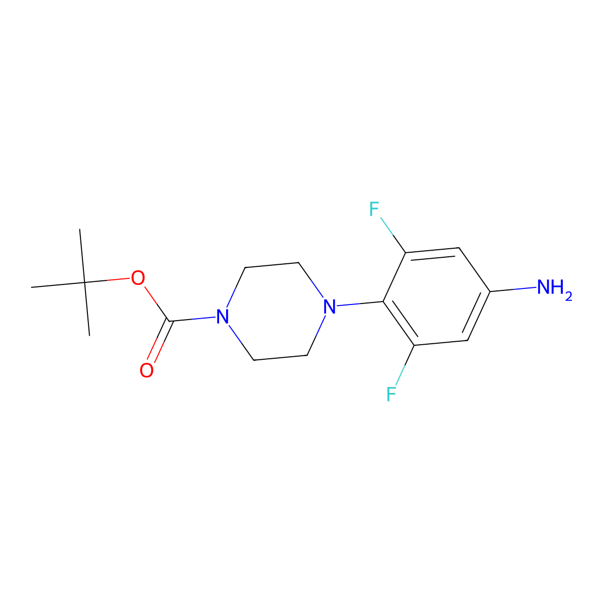4-(4-Amino-2,6-difluorophenyl)piperazine, N1-BOC protected molecular structure, CAS 170104-82-2