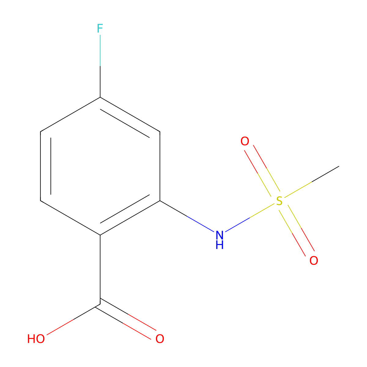4-Fluoro-2-methanesulfonamidobenzoic acid molecular structure, CAS 170107-84-3