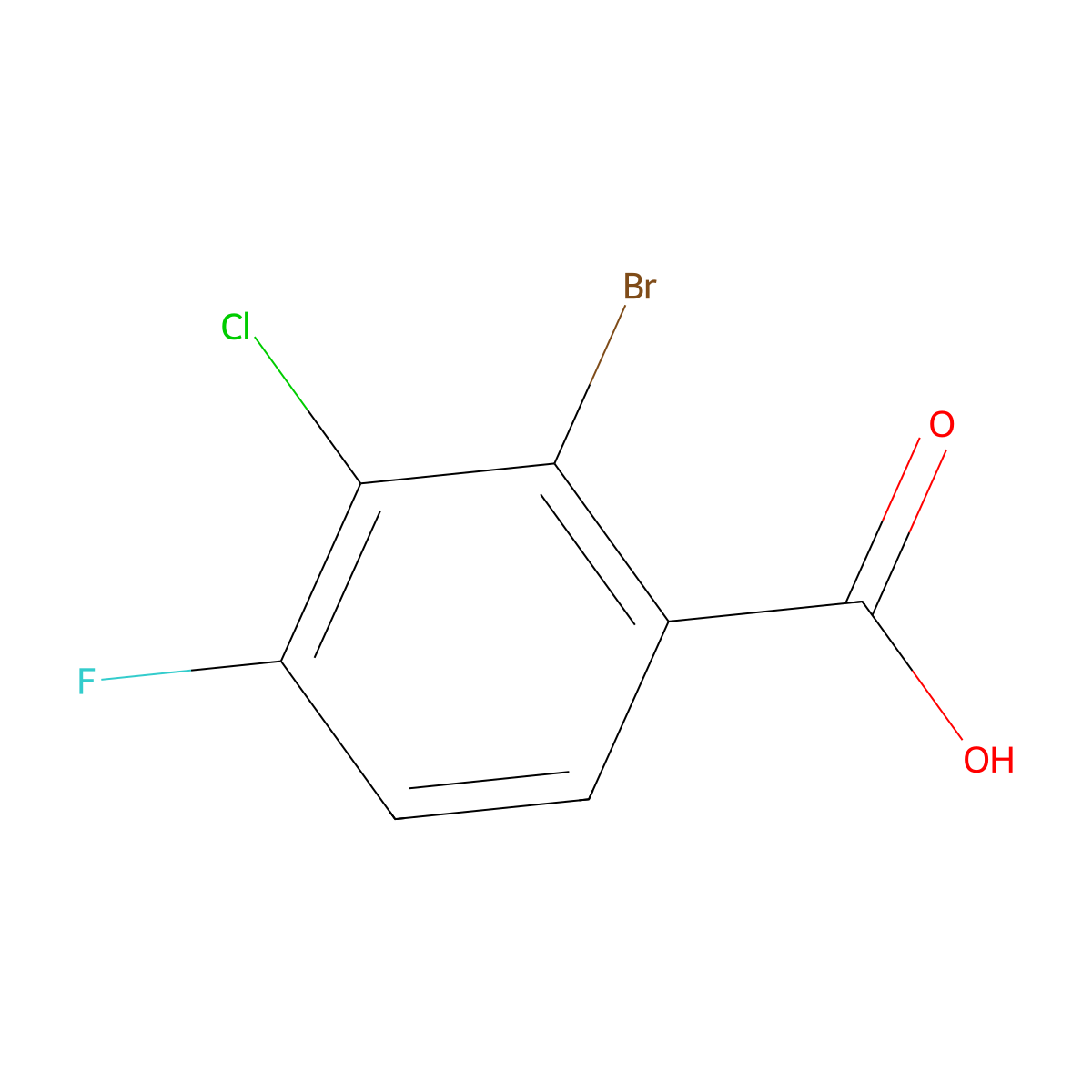 2-Bromo-3-chloro-4-fluorobenzoic acid molecular structure, CAS 170108-04-0