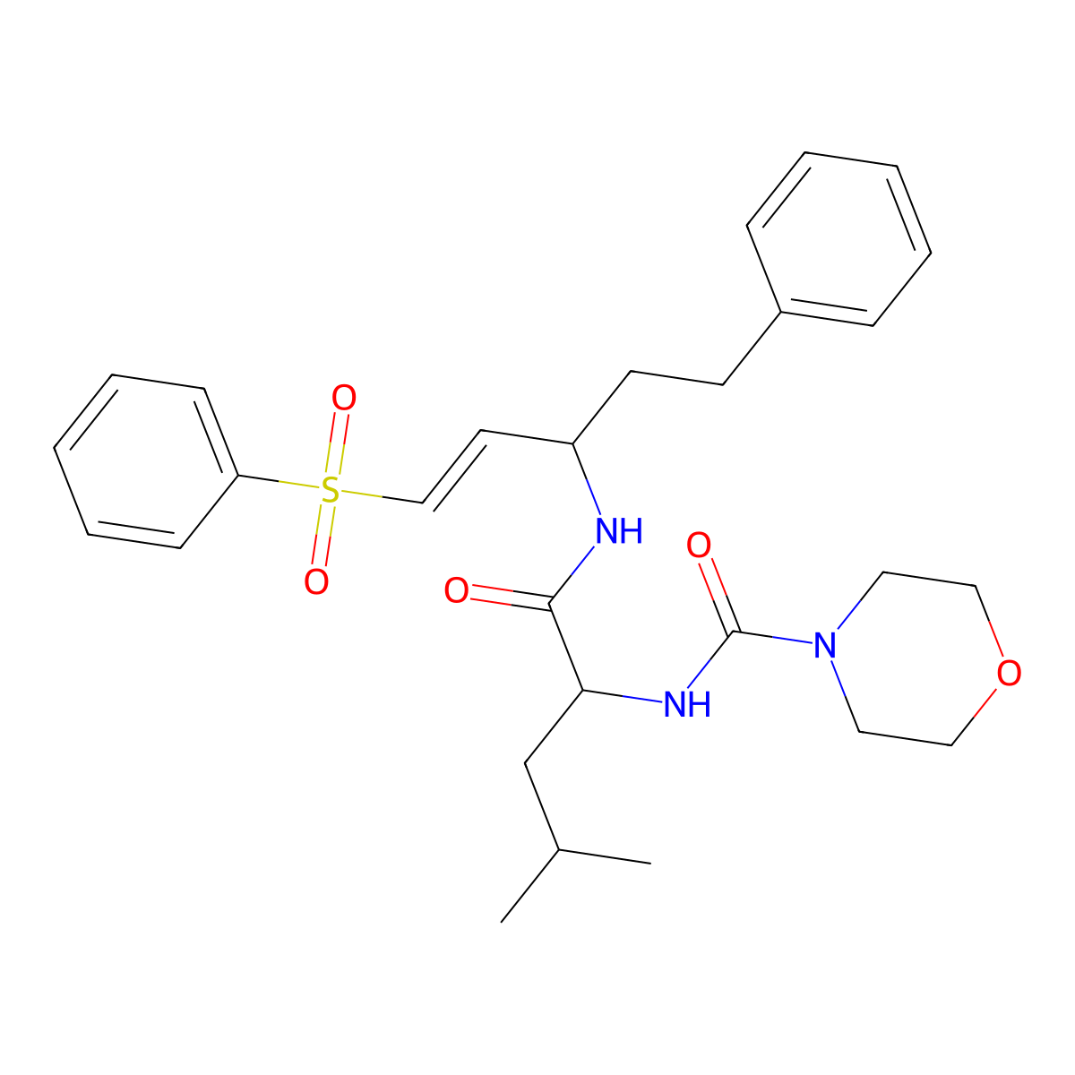 N-[(1S)-1-[[(E,1S)-3-(benzenesulfonyl)-1-phenethyl-allyl]carbamoyl]-3-methyl-butyl]morpholine-4-carboxamide molecular structure, CAS 170111-28-1