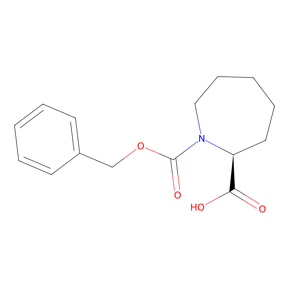 (2S)-1-benzyloxycarbonylazepane-2-carboxylic acid molecular structure, CAS 170116-46-8