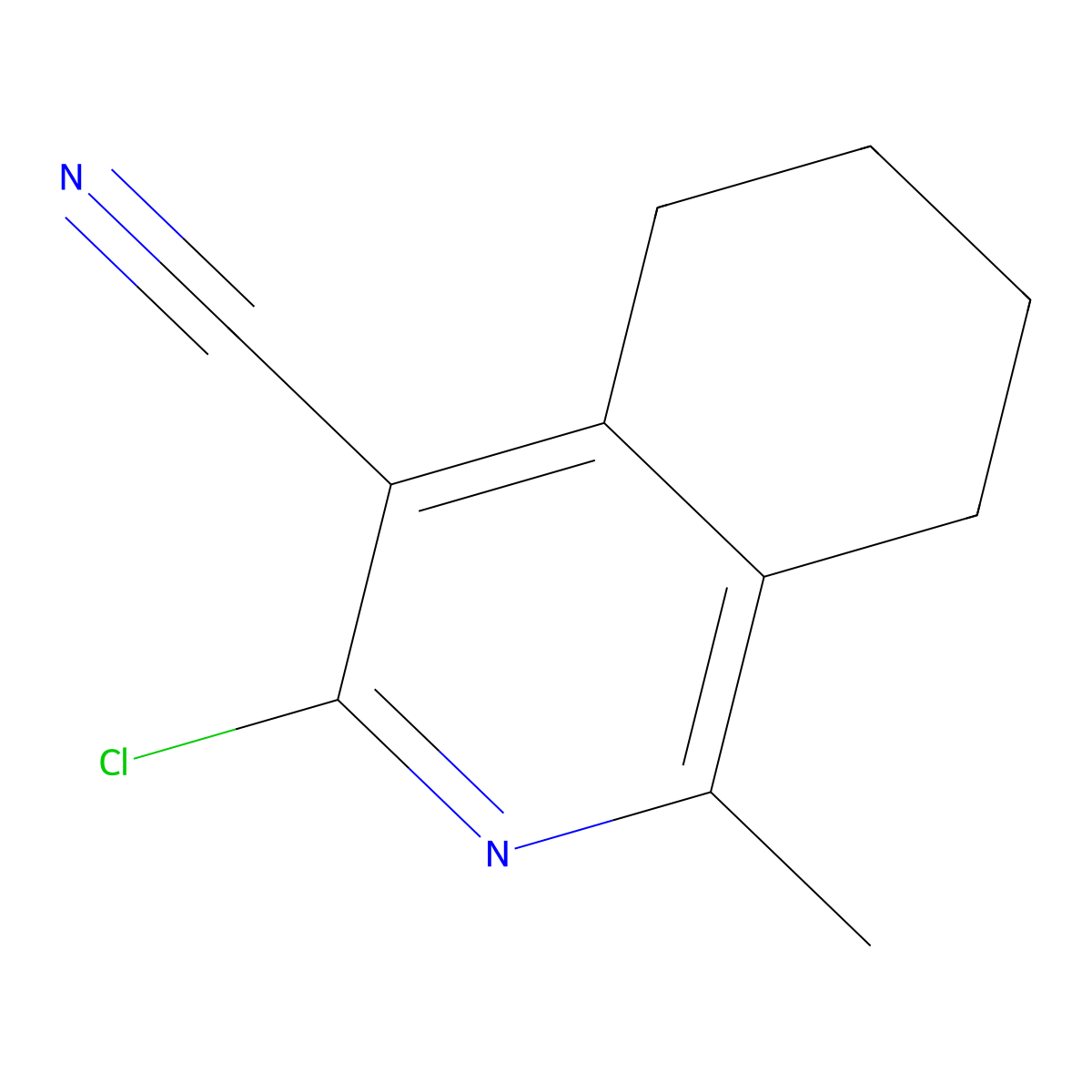3-Chloro-1-methyl-5,6,7,8-tetrahydroisoquinoline-4-carbonitrile molecular structure, CAS 17012-31-6