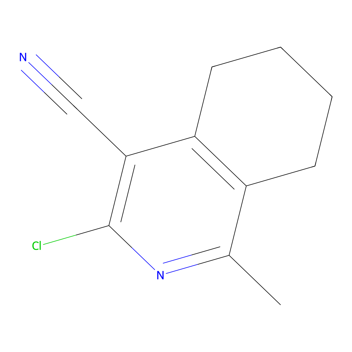 3-Chloro-1-methyl-5,6,7,8-tetrahydroisoquinoline-4-carbonitrile molecular structure, CAS 17012-31-6