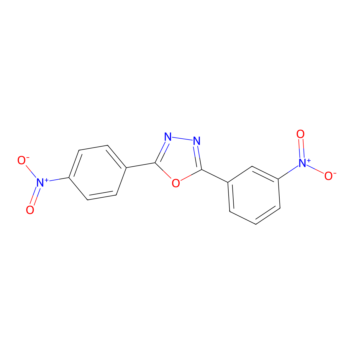 2-(3-Nitrophenyl)-5-(4-nitrophenyl)-1,3,4-oxadiazole molecular structure, CAS 17012-75-8