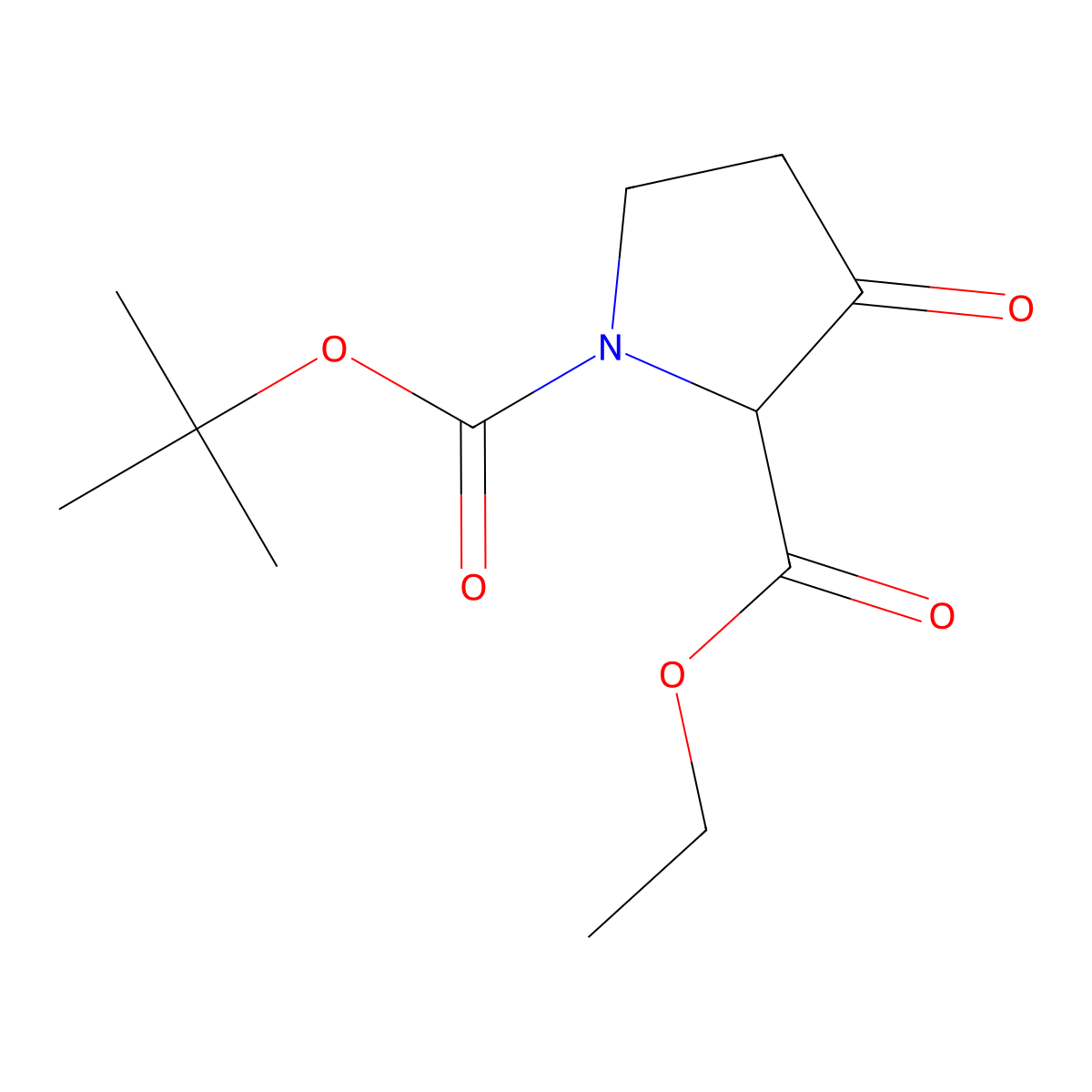1-Tert-butyl 2-ethyl 3-oxopyrrolidine-1,2-dicarboxylate molecular structure, CAS 170123-25-8