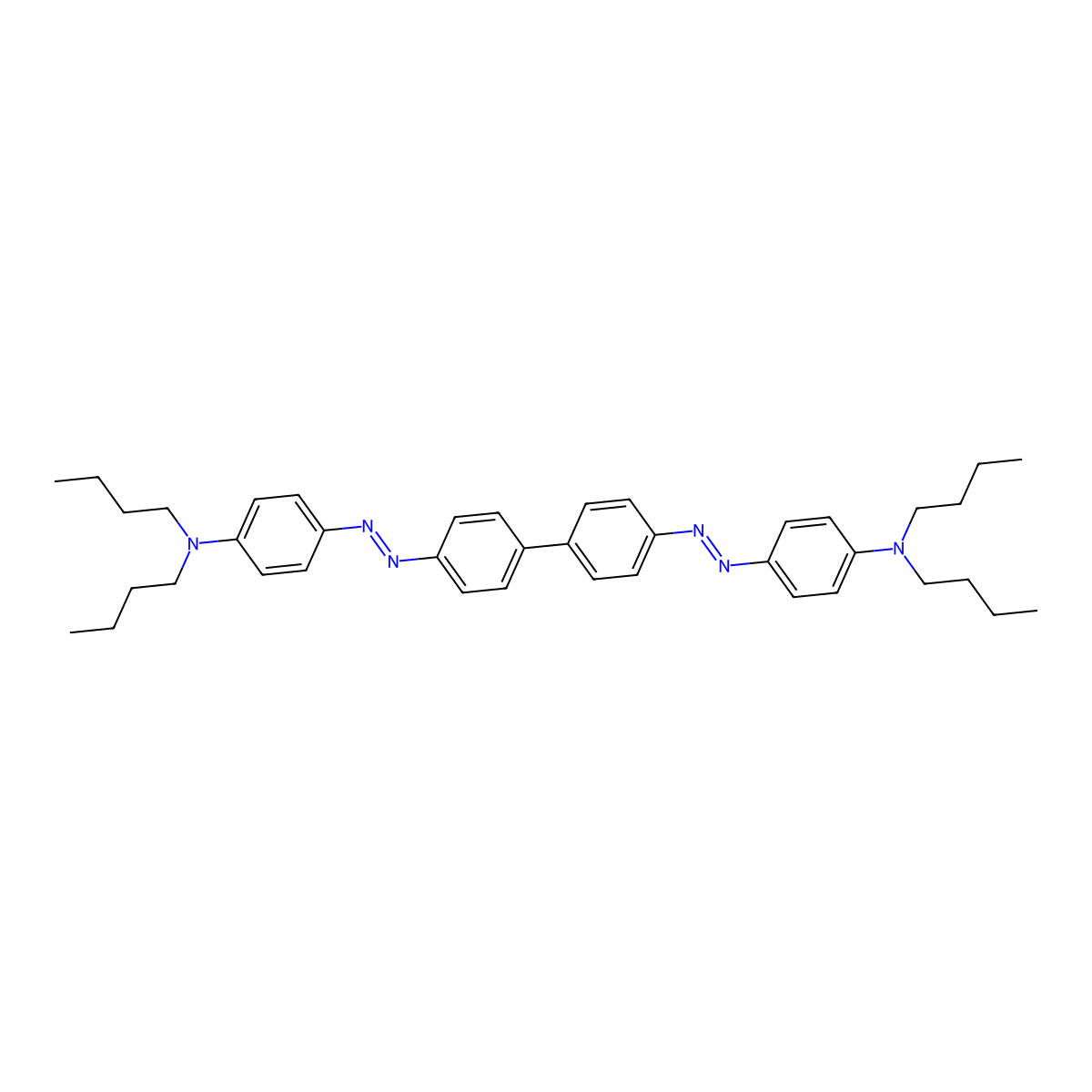 4,4'-[biphenyl-4,4'-diyldi(E)diazene-2,1-diyl]bis(N,N-dibutylaniline) molecular structure, CAS 170124-24-0