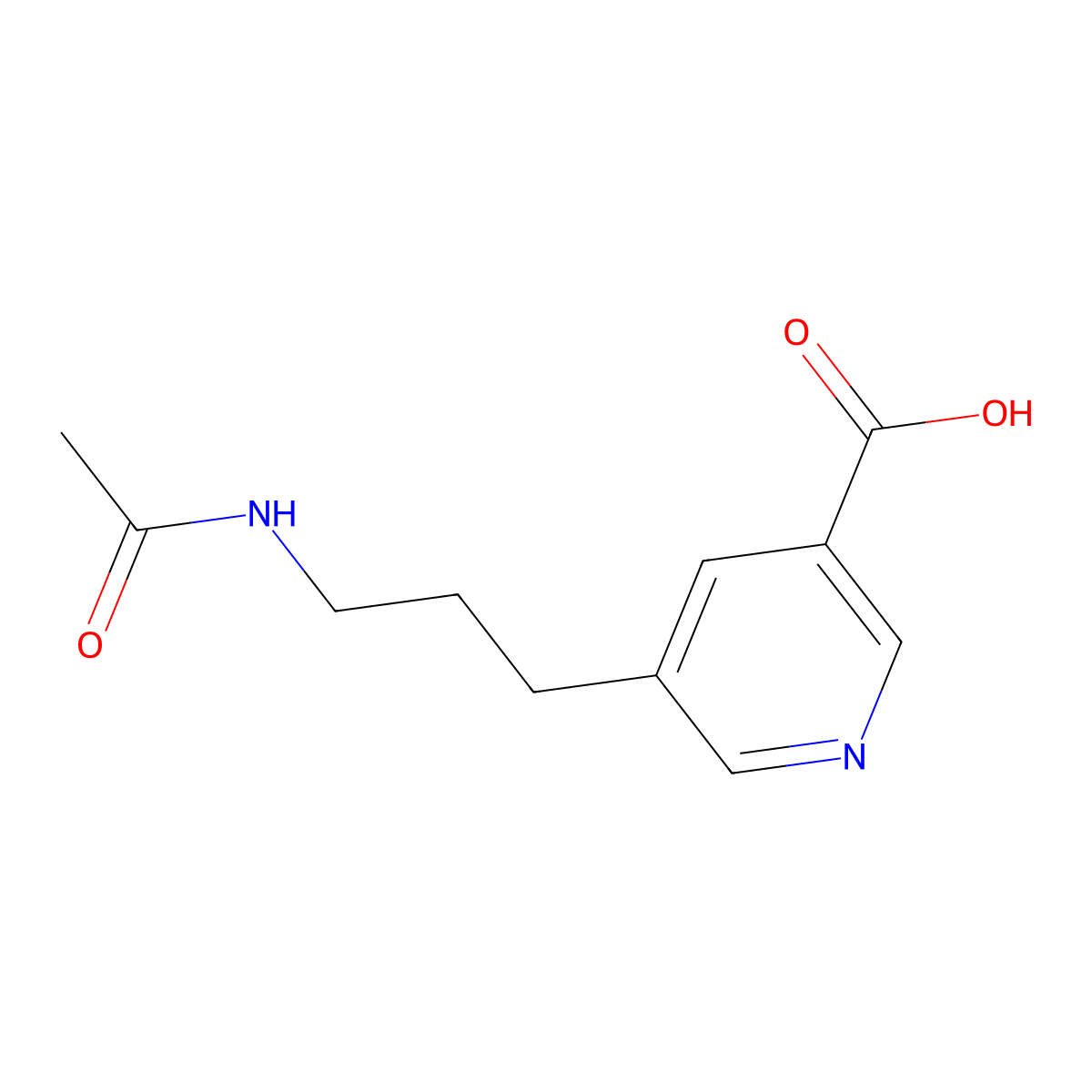 5-(3-Acetamidopropyl)pyridine-3-carboxylic acid molecular structure, CAS 1701411-70-2