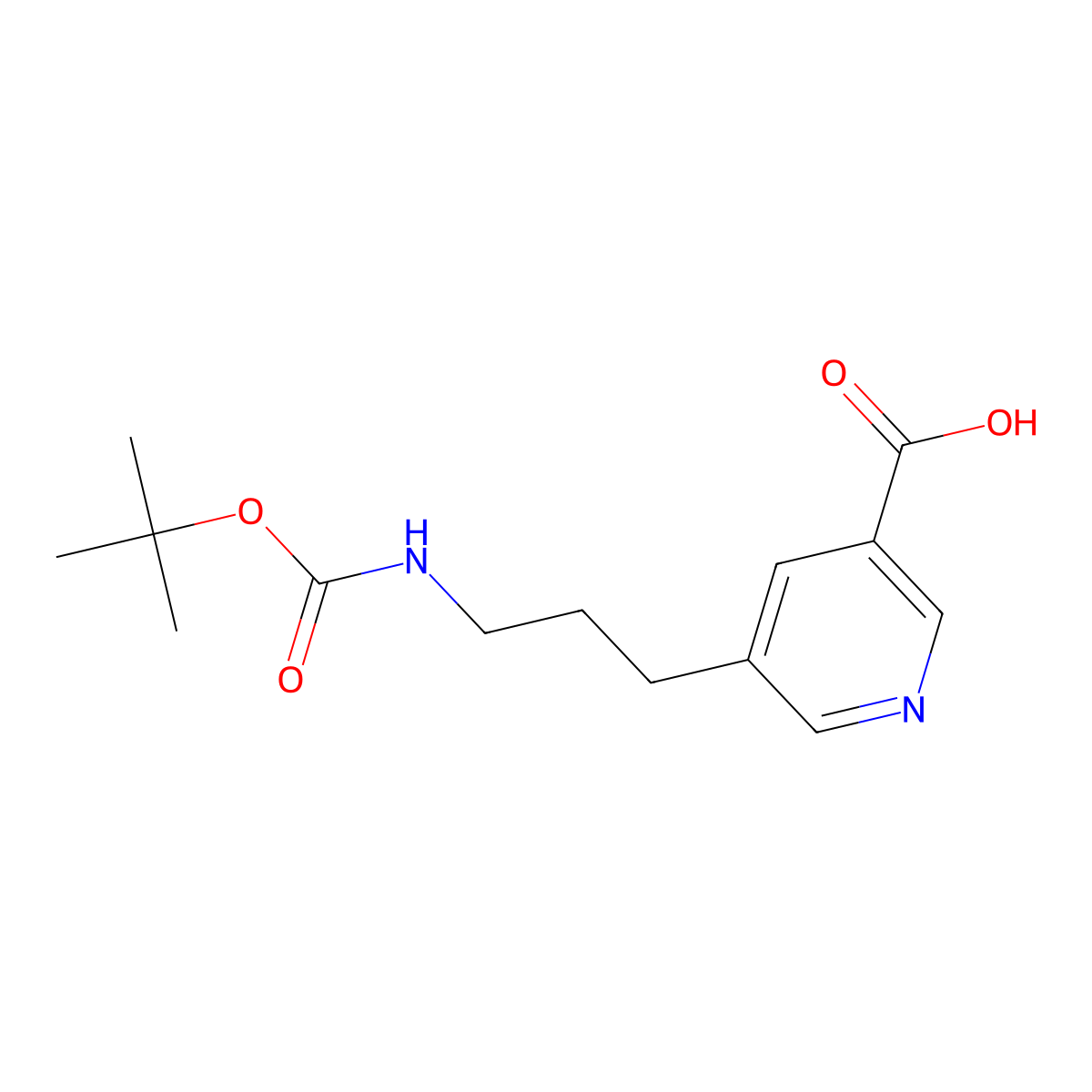 5-(3-(((Tert-butoxy)carbonyl)amino)propyl)pyridine-3-carboxylic acid molecular structure, CAS 1701411-73-5