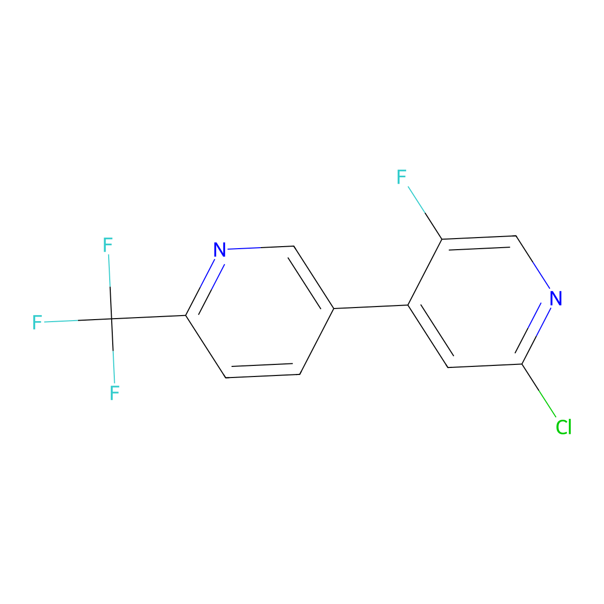 2'-Chloro-5'-fluoro-6-(trifluoromethyl)-3,4'-bipyridine molecular structure, CAS 1701430-74-1