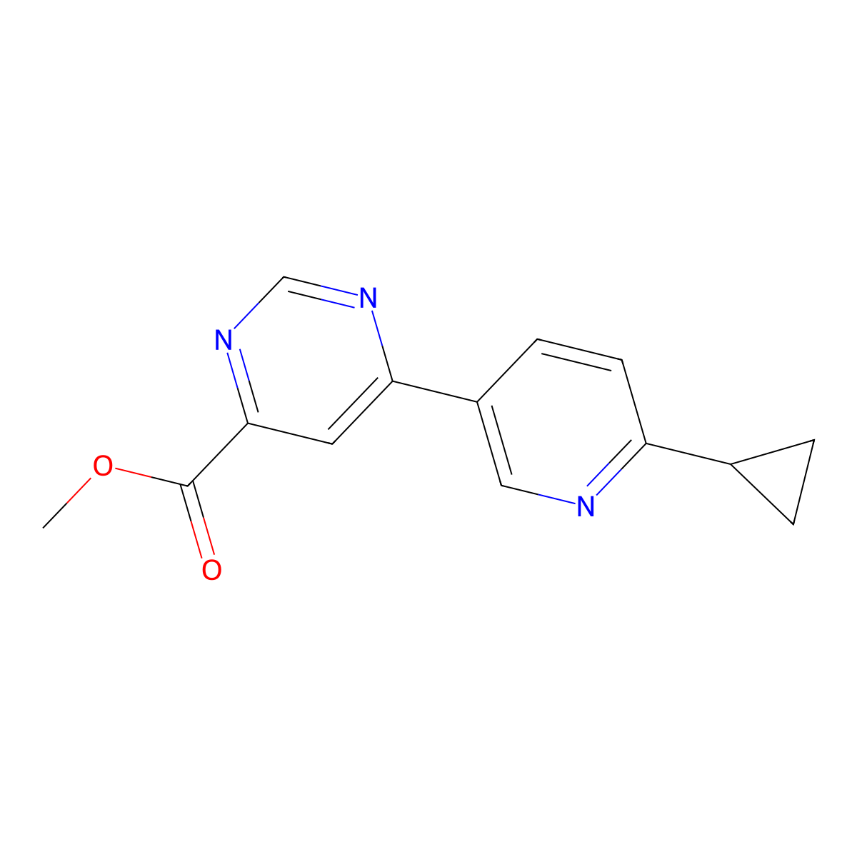 Methyl 6-(6-cyclopropylpyridin-3-yl)pyrimidine-4-carboxylate molecular structure, CAS 1701430-94-5