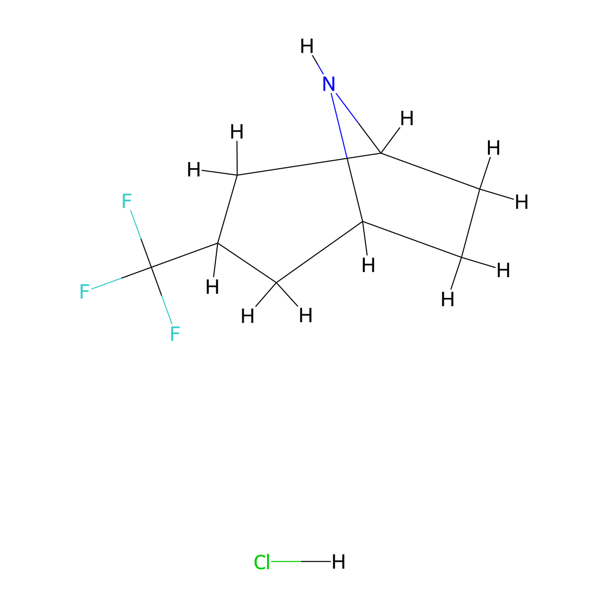 3-(Trifluoromethyl)-8-azabicyclo[3.2.1]octane hcl molecular structure, CAS 1701433-49-9