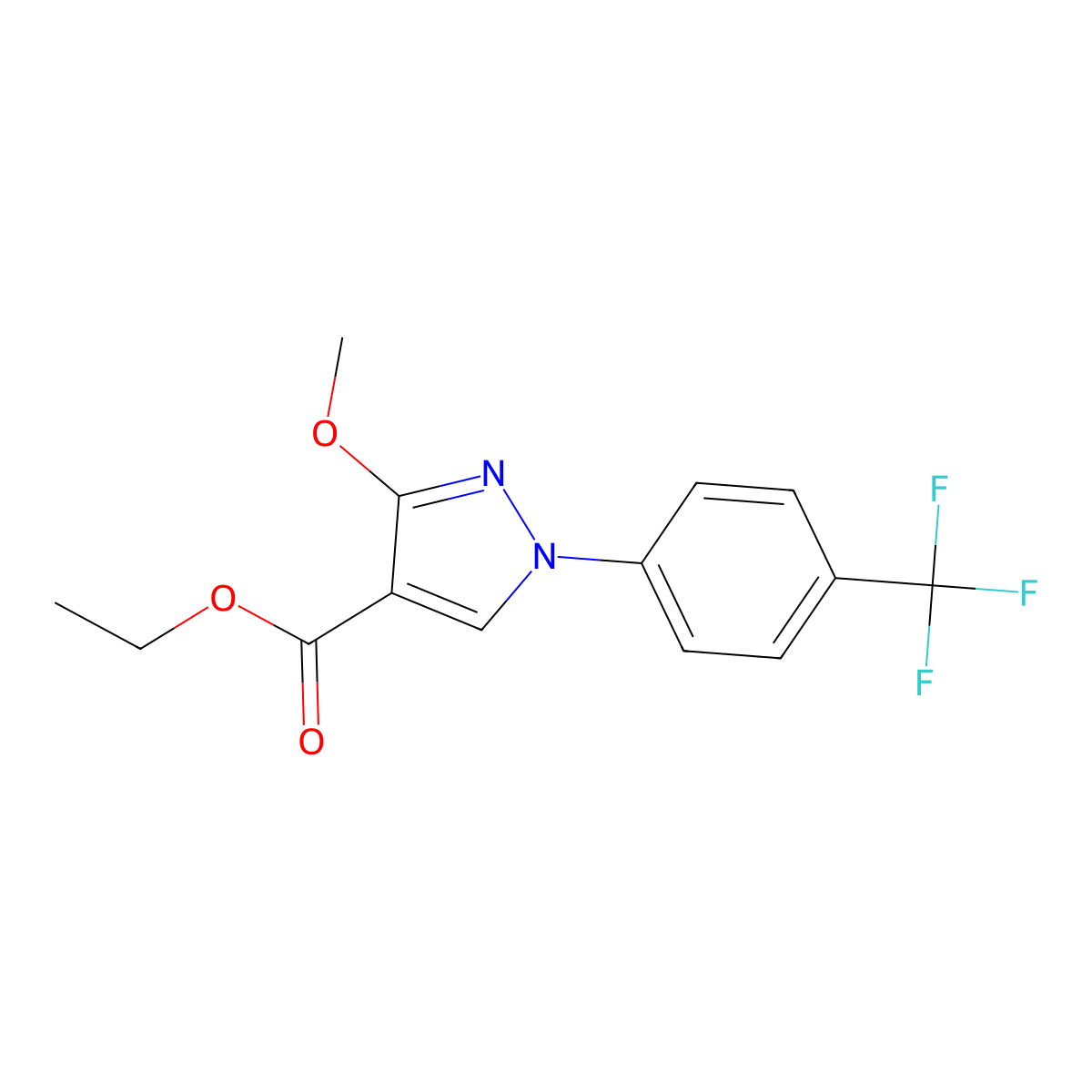 Ethyl 3-methoxy-1-(4-(trifluoromethyl)phenyl)-1H-pyrazole-4-carboxylate molecular structure, CAS 1701434-08-3