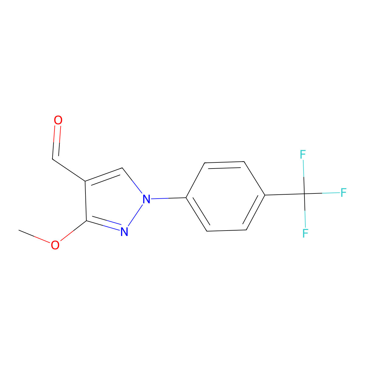 3-Methoxy-1-(4-(trifluoromethyl)phenyl)-1H-pyrazole-4-carbaldehyde molecular structure, CAS 1701434-12-9