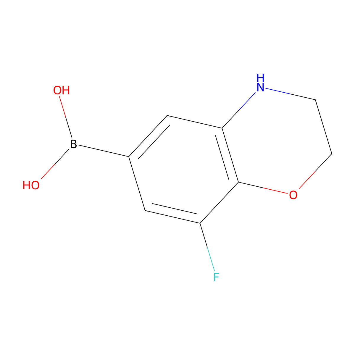 8-Fluoro-2,3-dihydro-1,4-benzoxazine-6-boronic acid molecular structure, CAS 1701449-28-6