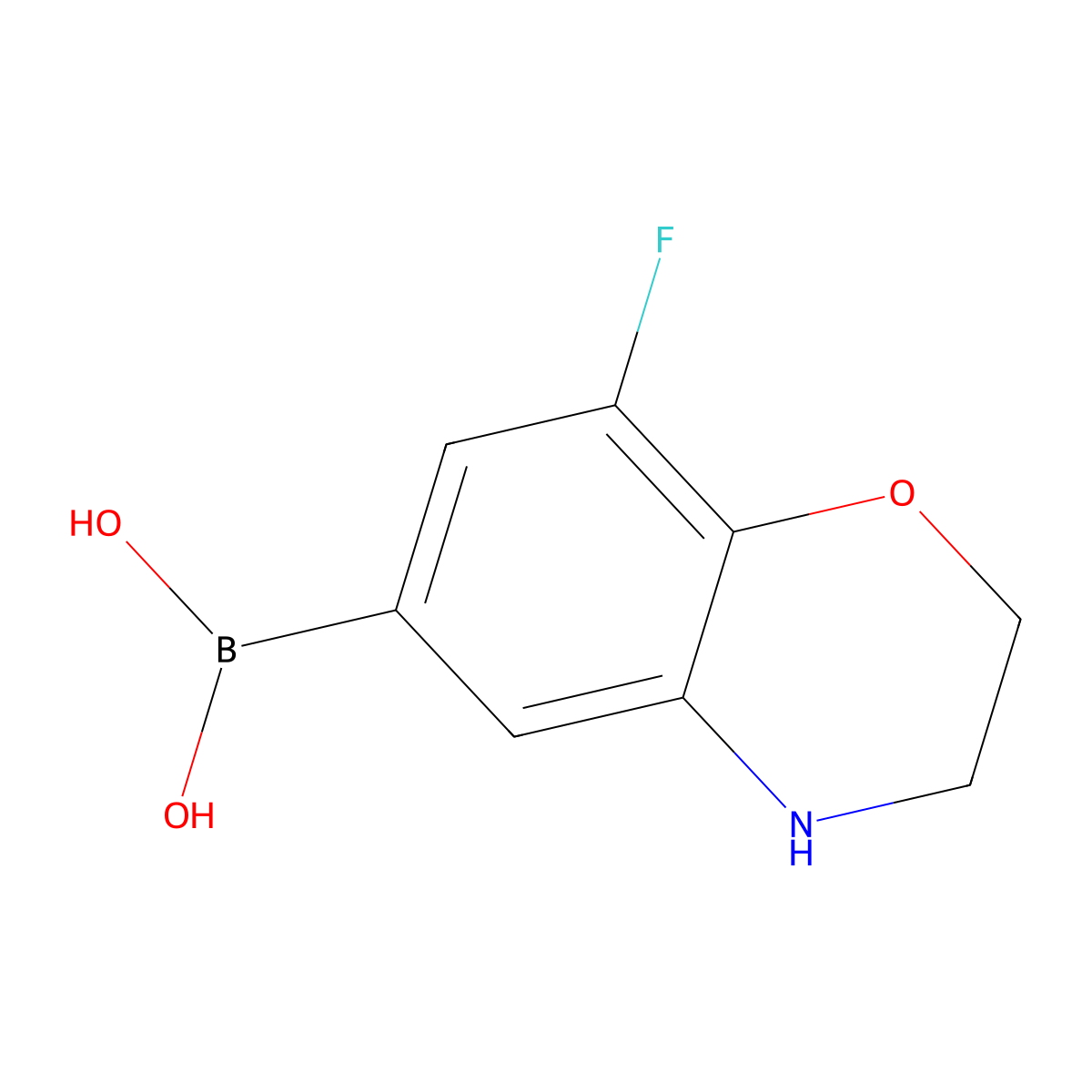 8-Fluoro-2,3-dihydro-1,4-benzoxazine-6-boronic acid molecular structure, CAS 1701449-28-6