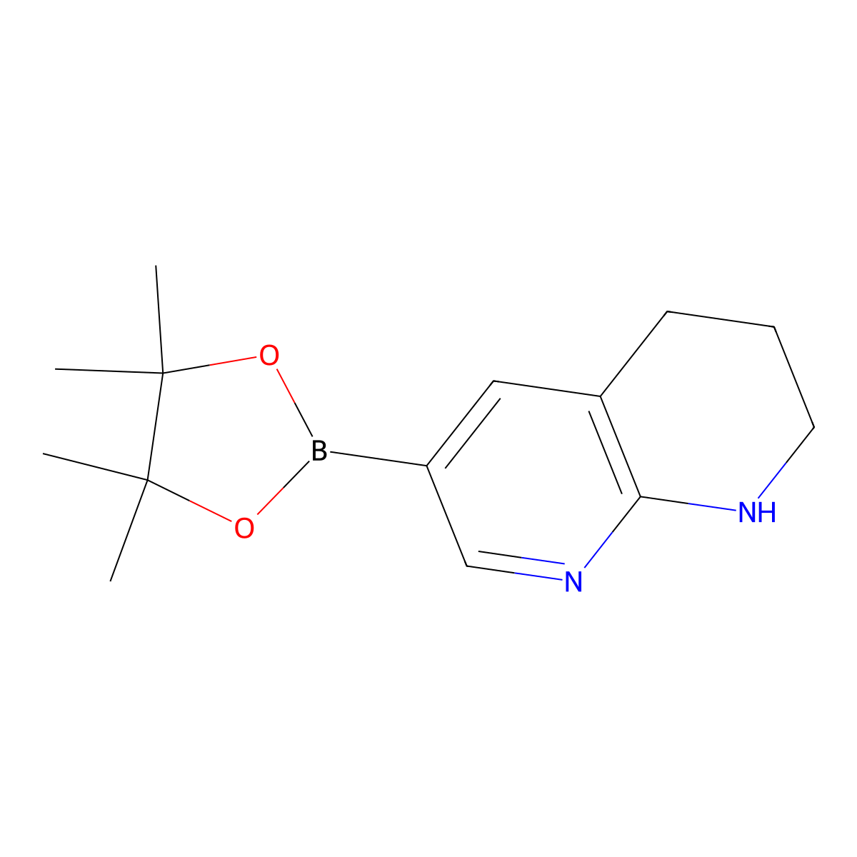 6-(4,4,5,5-Tetramethyl-1,3,2-dioxaborolan-2-yl)-1,2,3,4-tetrahydro-1,8-naphthyridine molecular structure, CAS 1701460-54-9