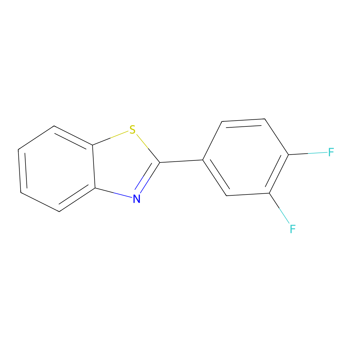 2-(3,4-Difluorophenyl)-1,3-benzothiazole molecular structure, CAS 170151-90-3