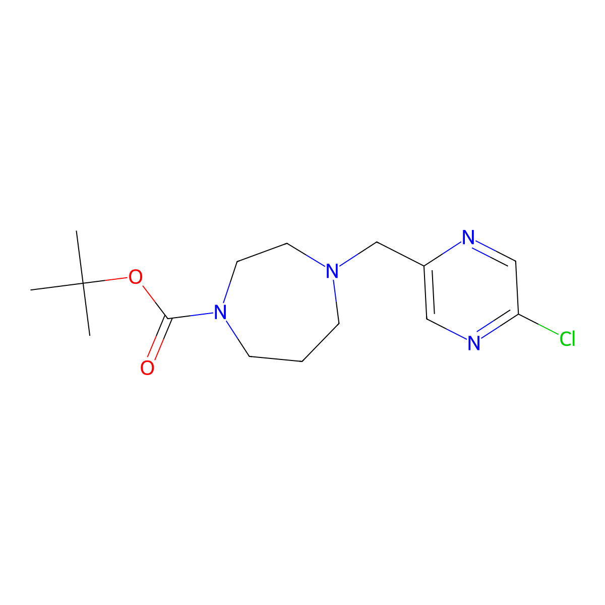 Tert-butyl 4-[(5-chloropyrazin-2-yl)methyl]-1,4-diazepane-1-carboxylate molecular structure, CAS 1701515-57-2