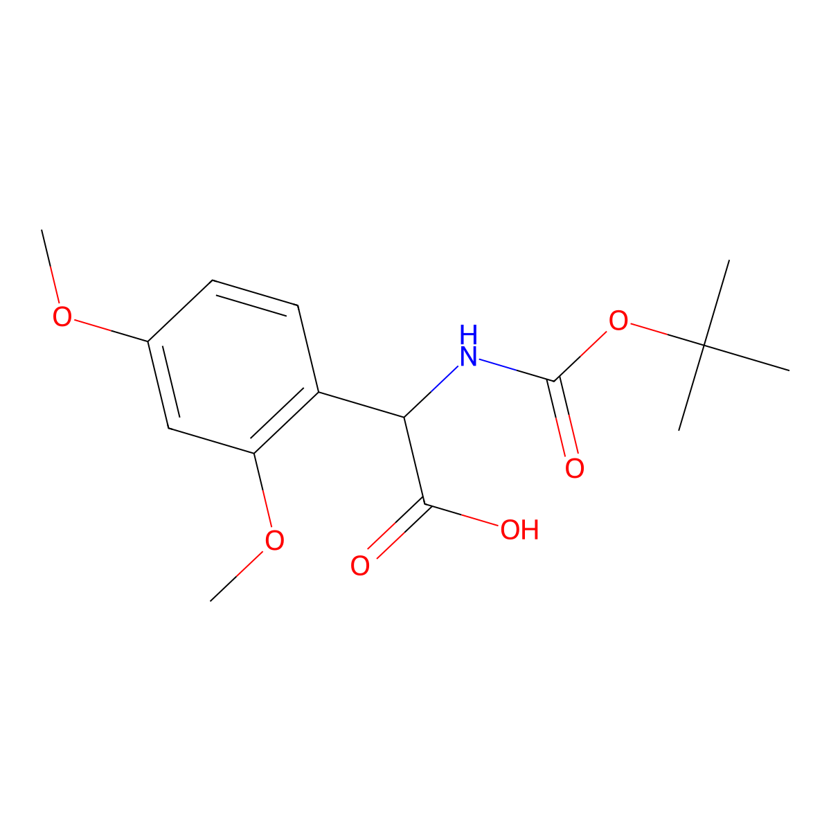 2-{[(Tert-butoxy)carbonyl]amino}-2-(2,4-dimethoxyphenyl)acetic acid molecular structure, CAS 1701518-57-1