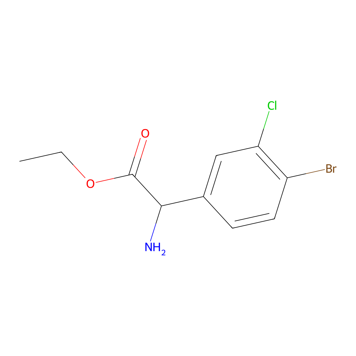 Ethyl 2-amino-2-(4-bromo-3-chlorophenyl)acetate molecular structure, CAS 1701541-12-9