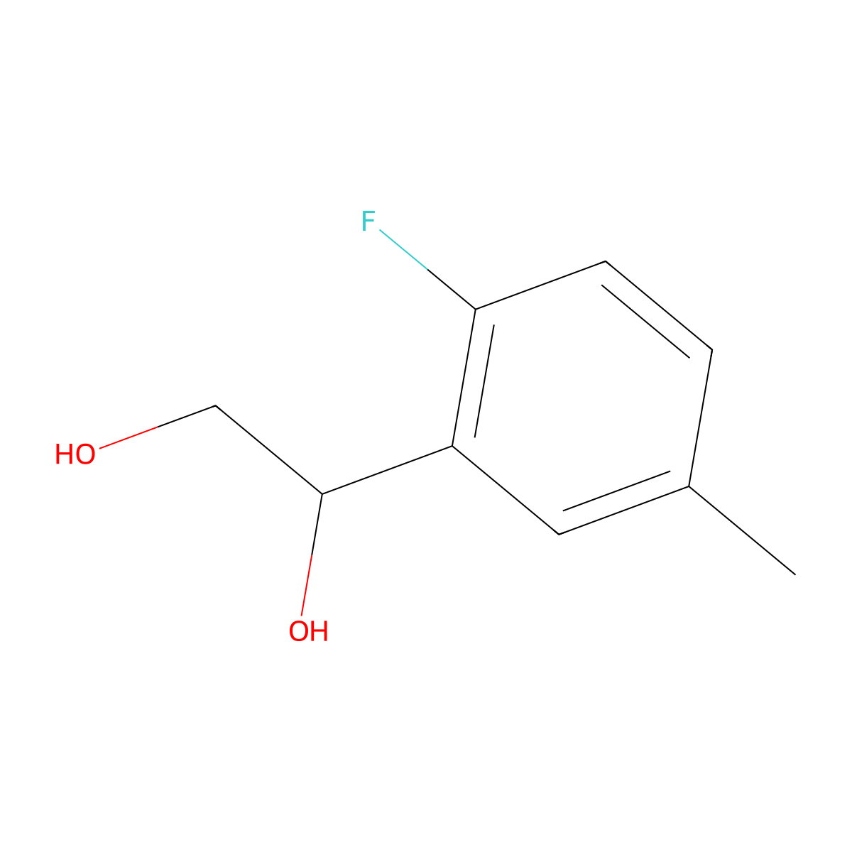 1-(2-Fluoro-5-methylphenyl)ethane-1,2-diol molecular structure, CAS 1701541-75-4