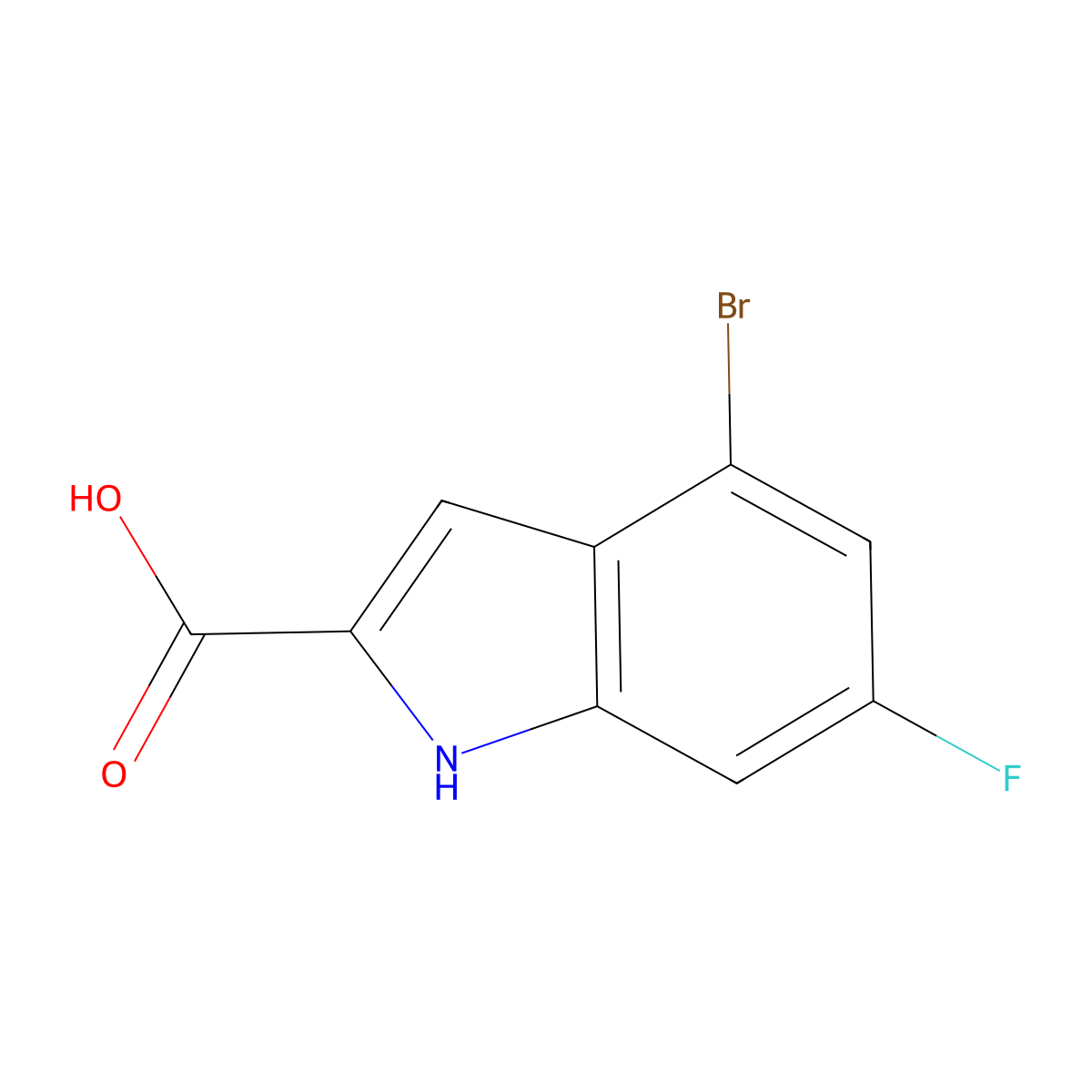 4-bromo-6-fluoro-1H-indole-2-carboxylic acid molecular structure, CAS 1701549-69-0