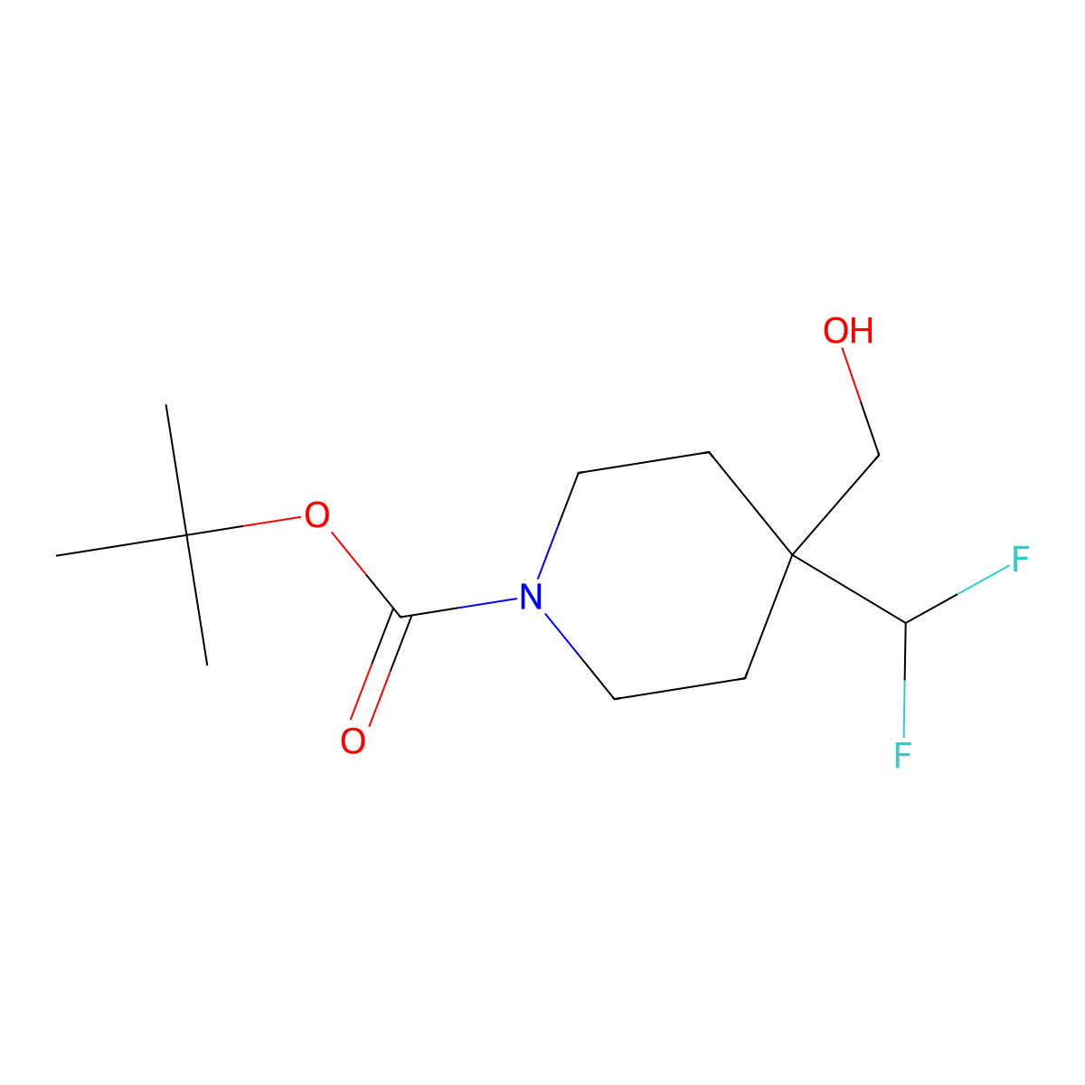 Tert-butyl 4-(difluoromethyl)-4-(hydroxymethyl)piperidine-1-carboxylate molecular structure, CAS 1701559-72-9
